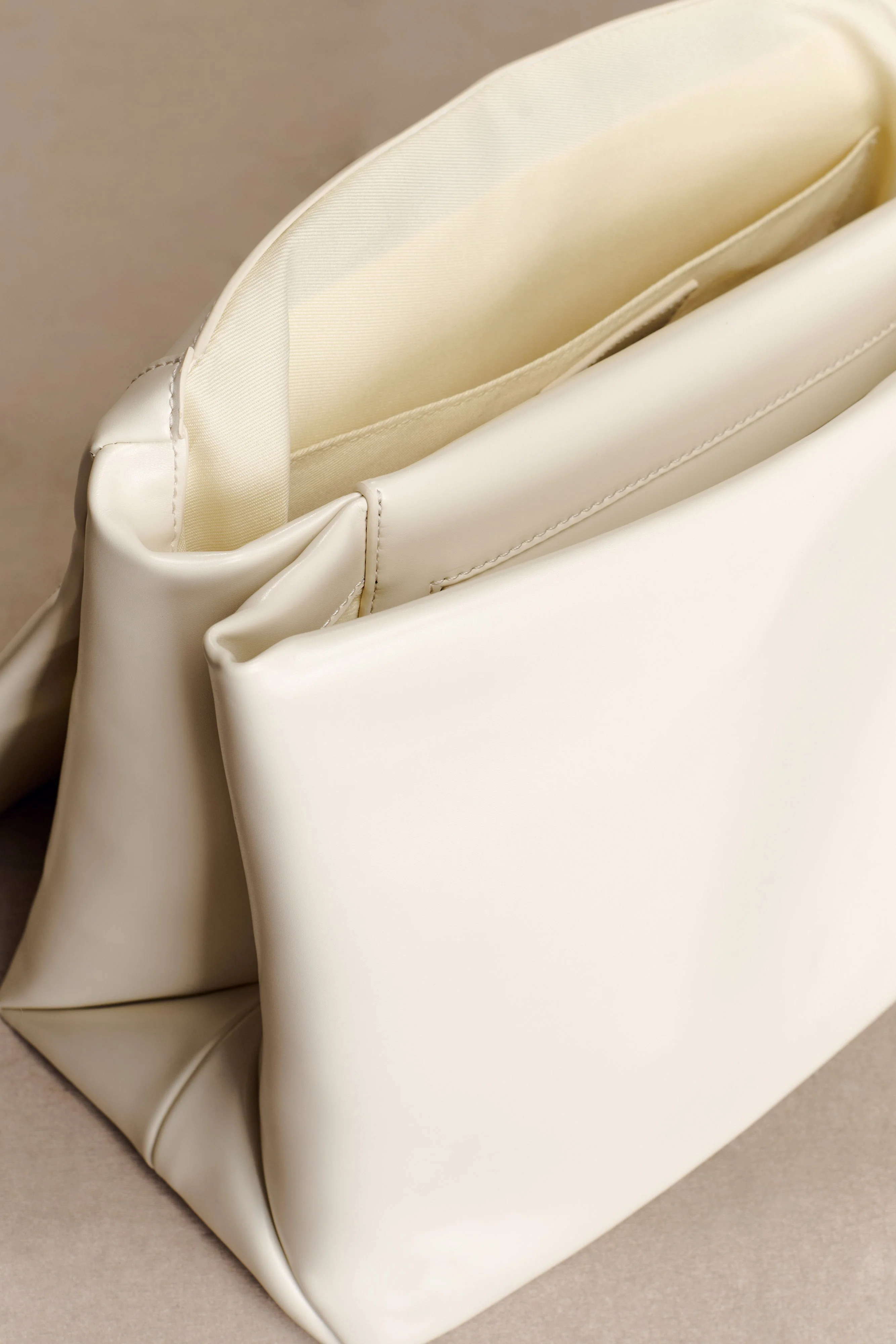 Kiera Faux Leather Oversized Clutch - Ivory - Image 4
