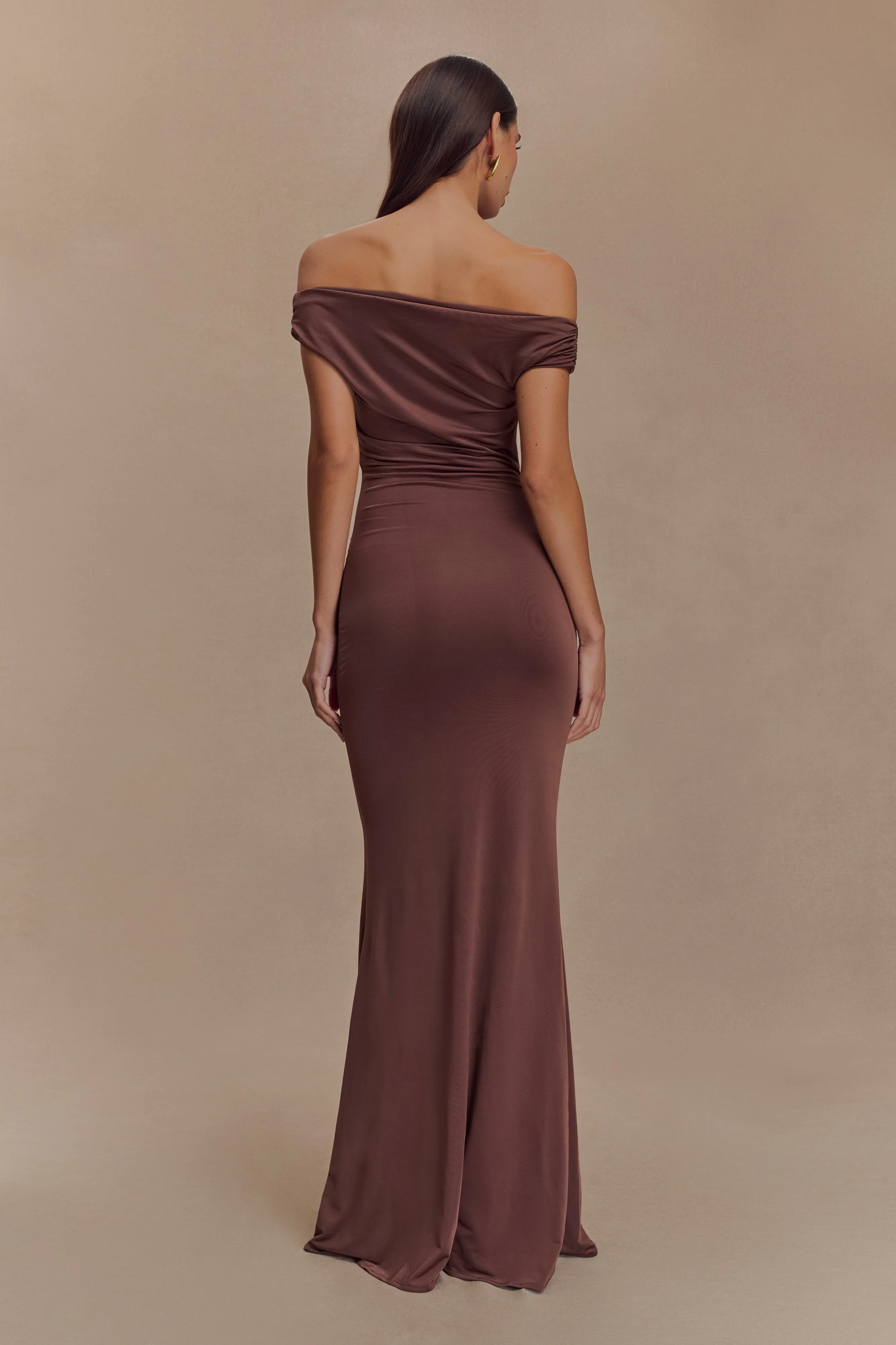 Kinsley Slinky Maxi Dress With Hardware - Chocolate - Image 3