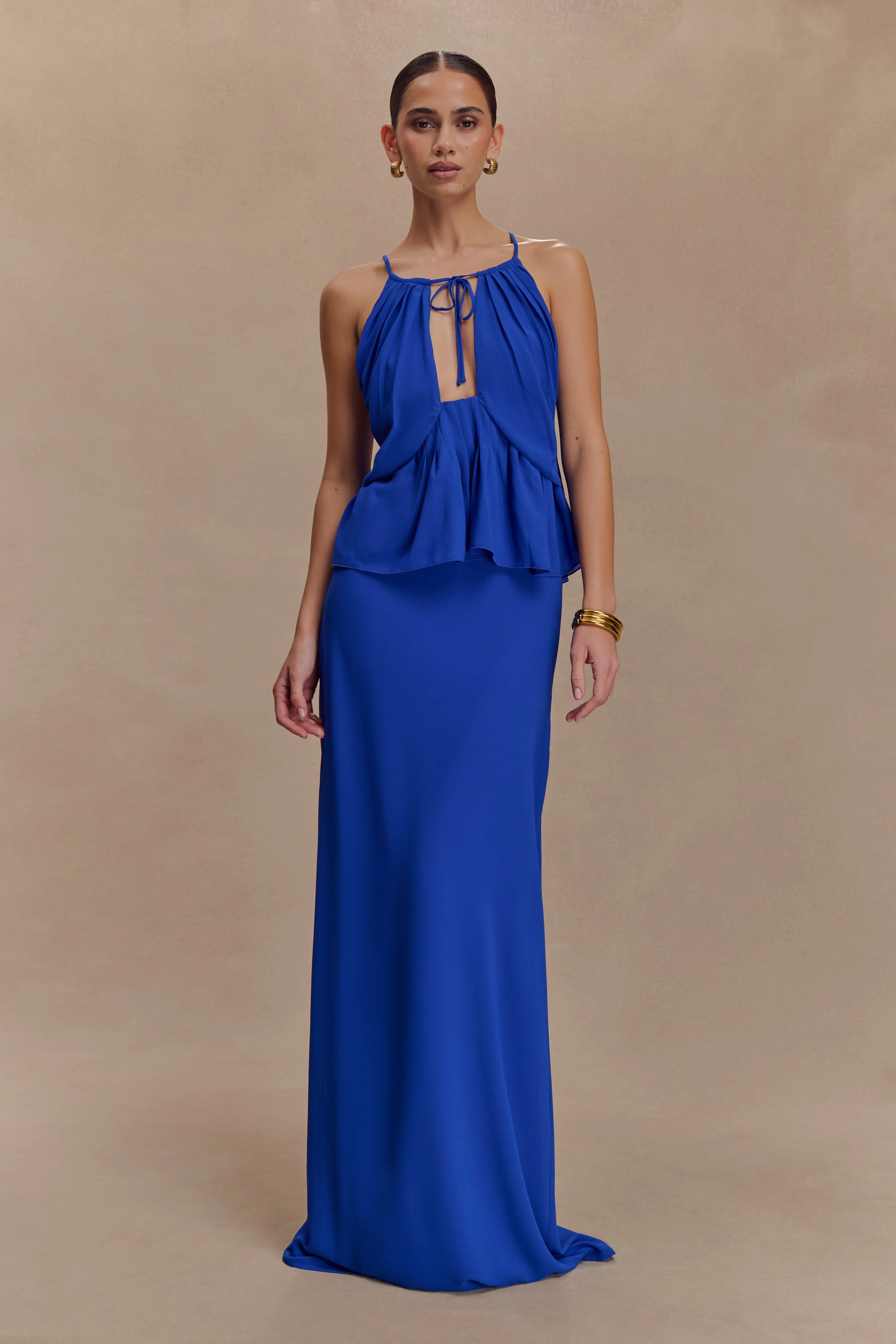 Korra Chiffon Halter Top - Cobalt Blue - Image 2