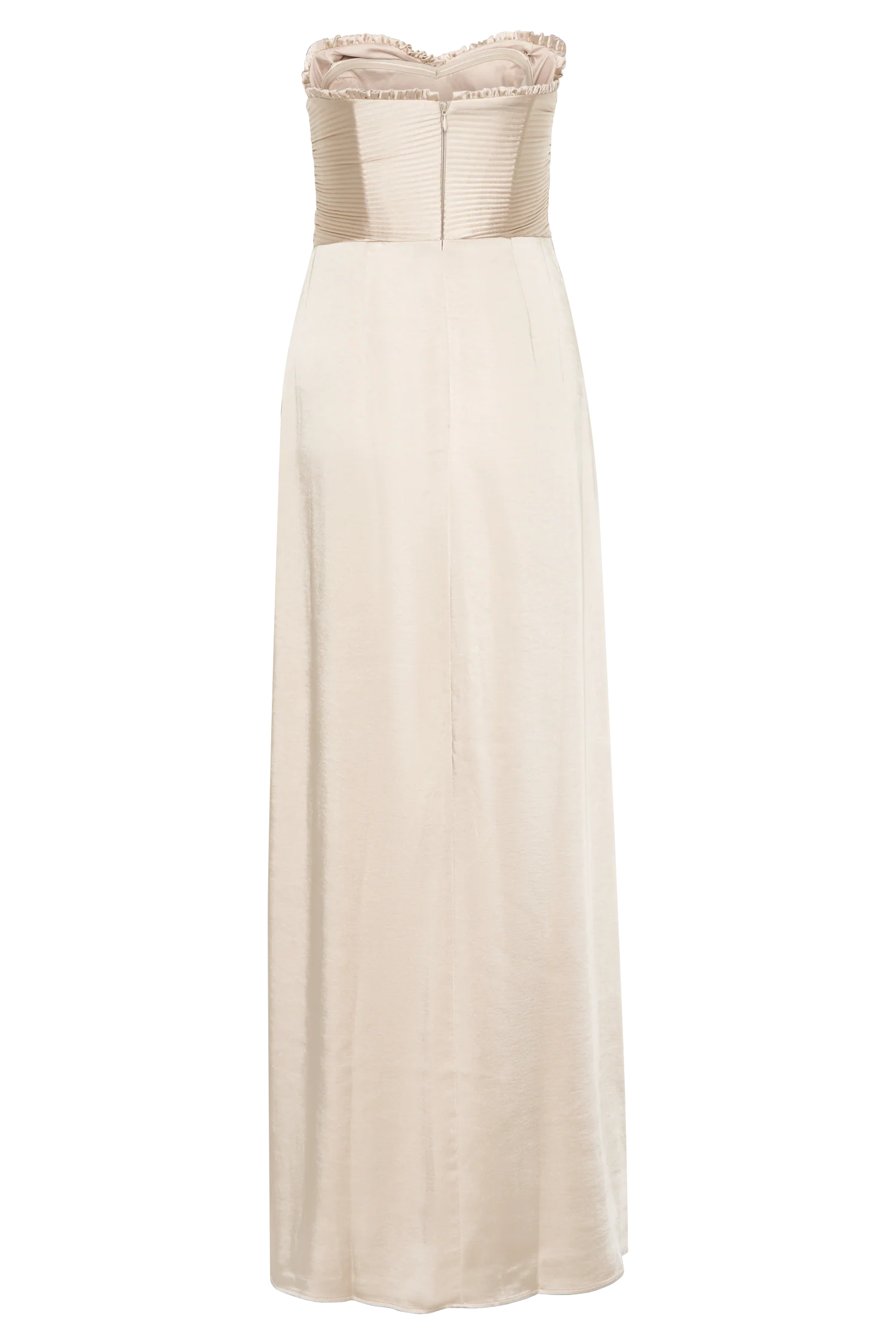 Larissa Satin Maxi Dress With Ruched Petals - Blush Gold - Image 7