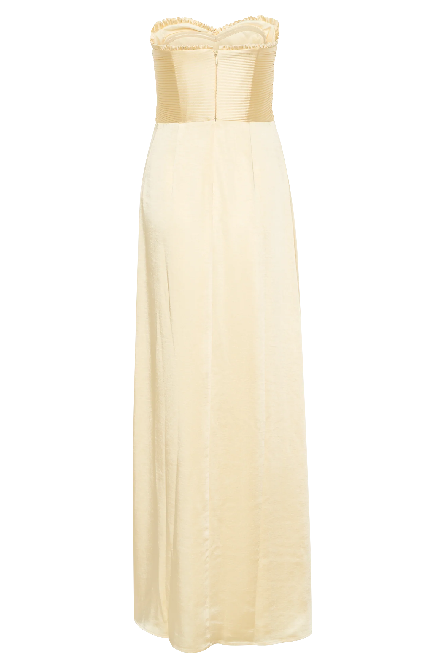 Larissa Satin Maxi Dress With Ruched Petals - Lemon - Image 7