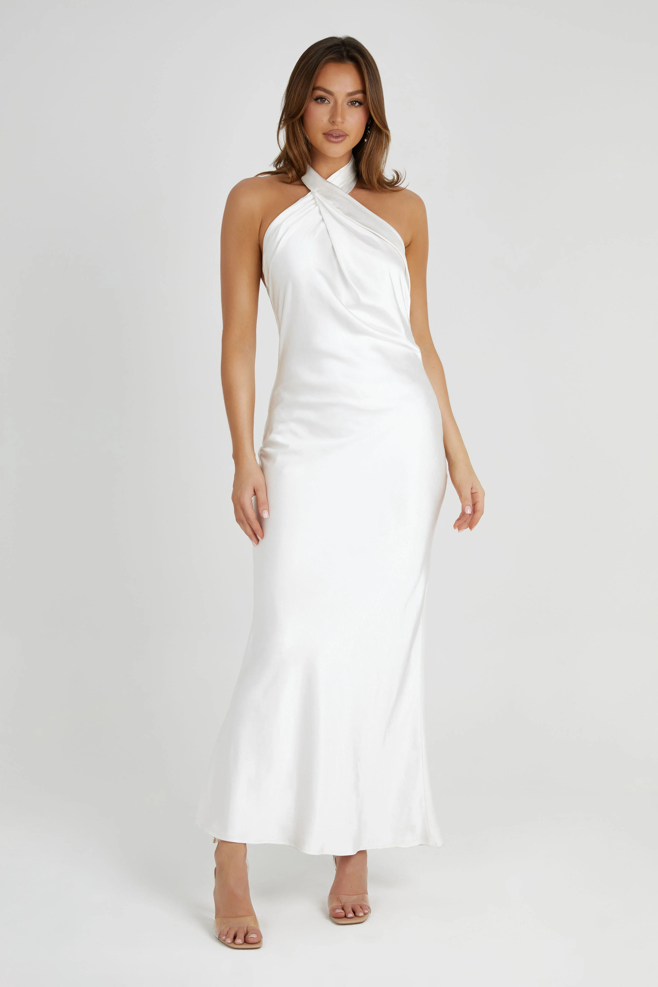 Laura Halter Satin Gown - White - Image 4