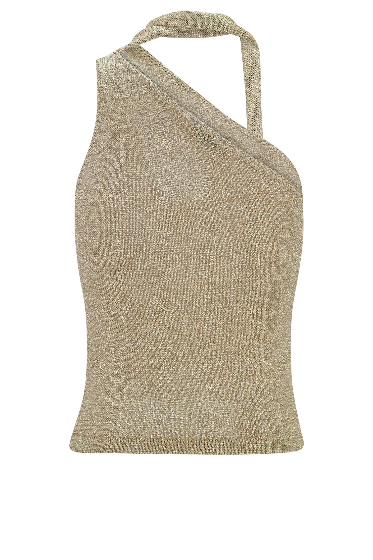 Leone One Shoulder Metallic Knit Top - Gold - Image 8