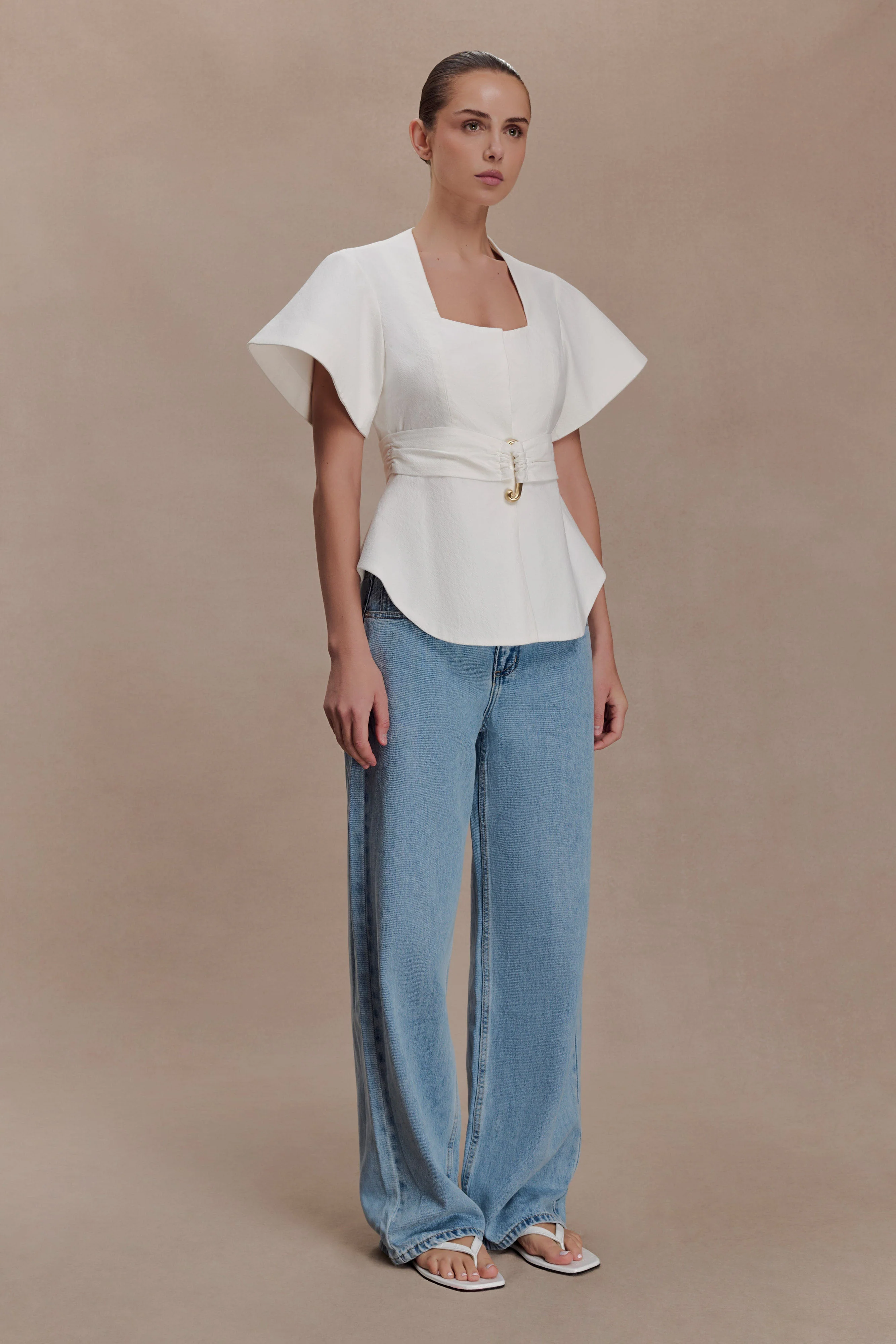 Liberty Cotton Shortsleeve Top - White - Image 6