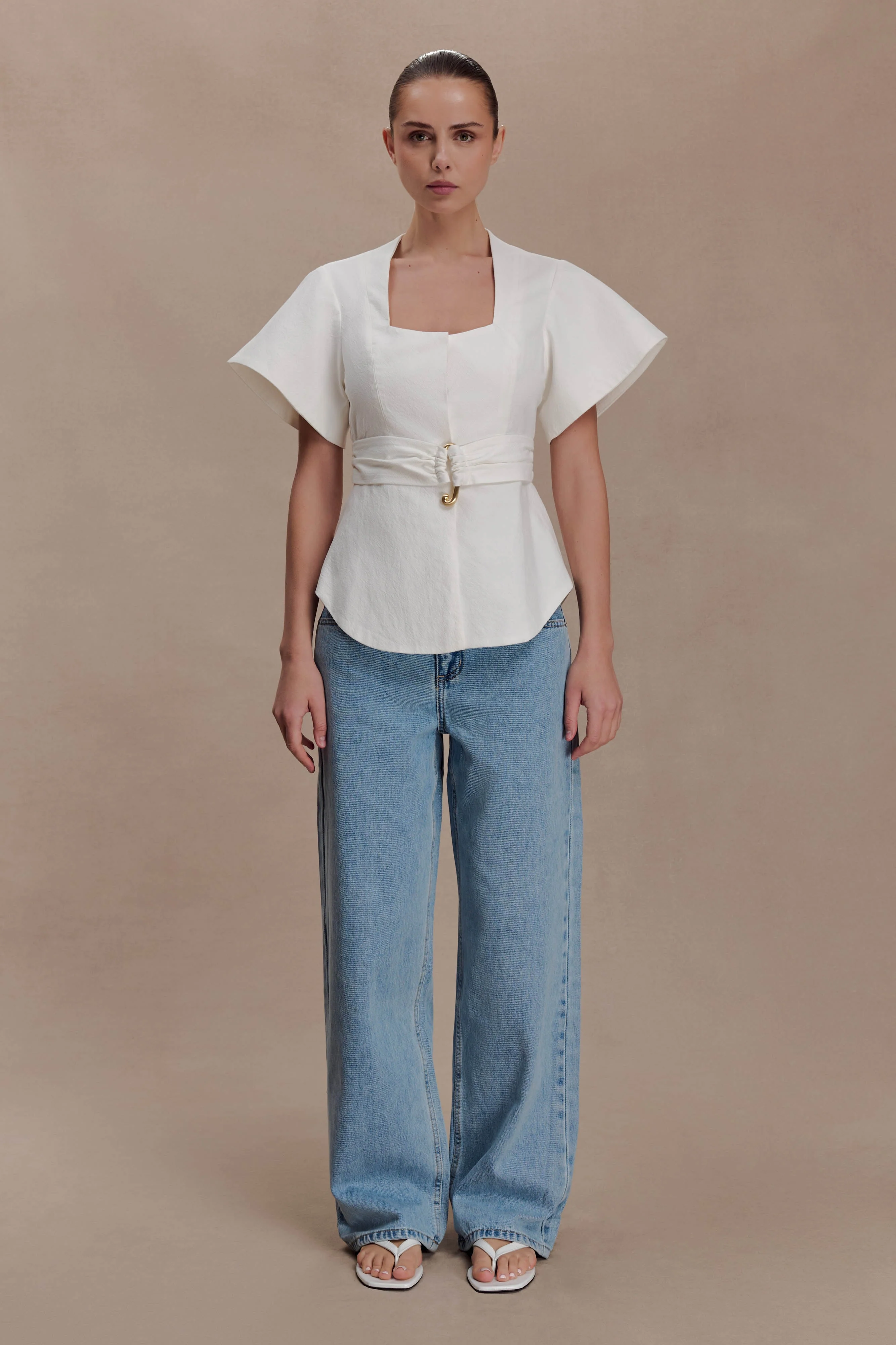 Liberty Cotton Shortsleeve Top - White - Image 8