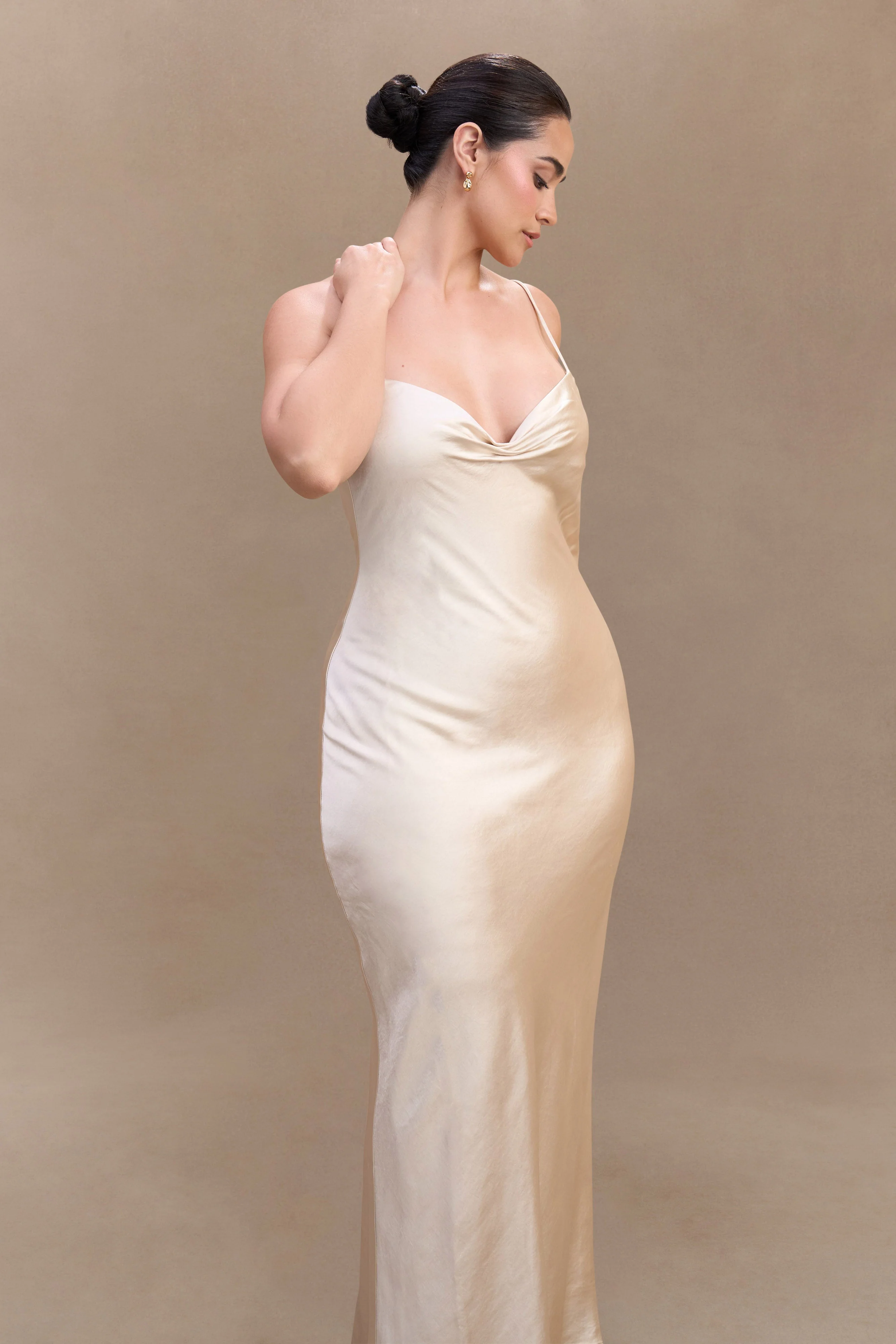 Lilly Sweetheart Satin Maxi Dress - Blush Gold - Image 7