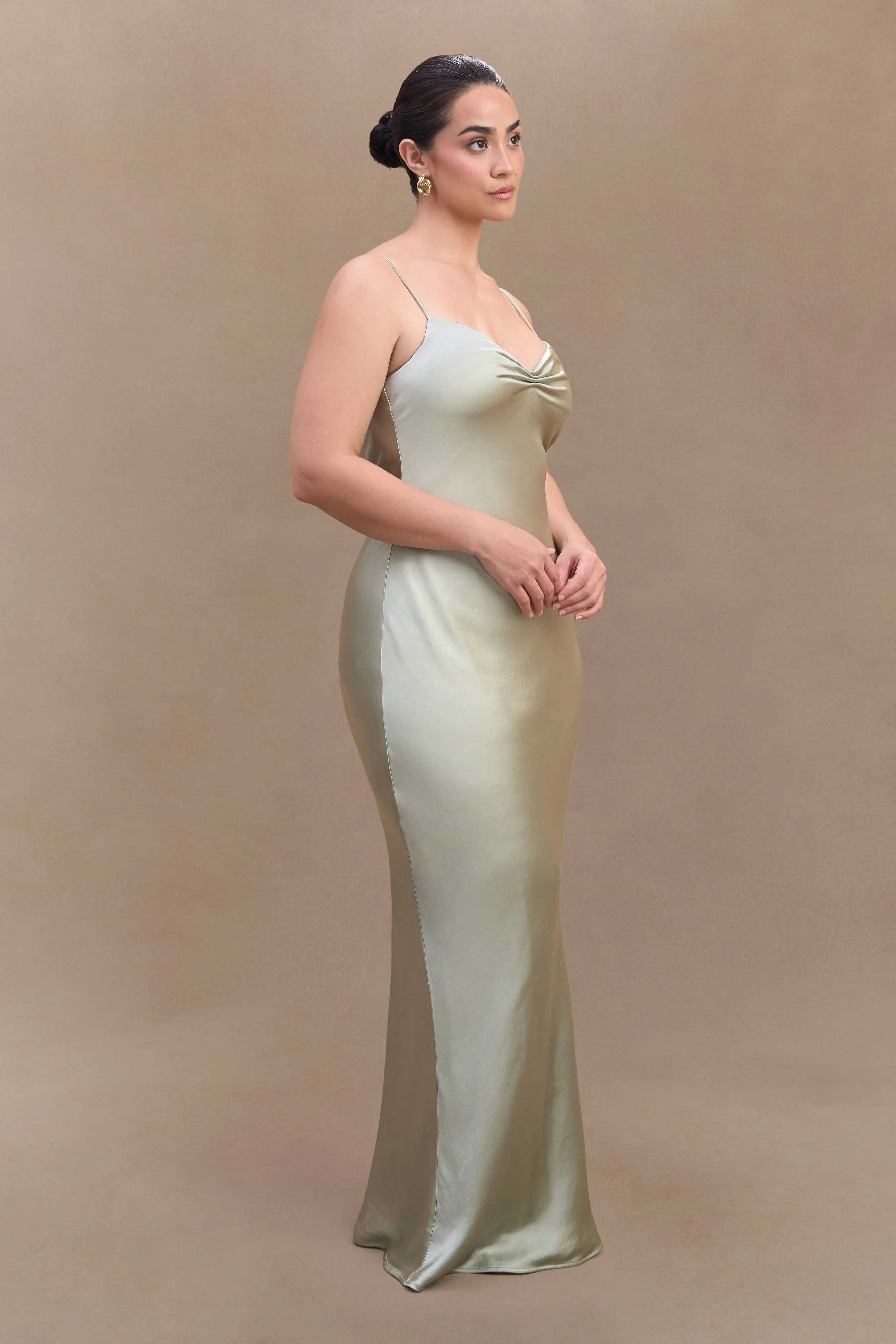 Lilly Sweetheart Satin Maxi Dress - Sage - Image 8