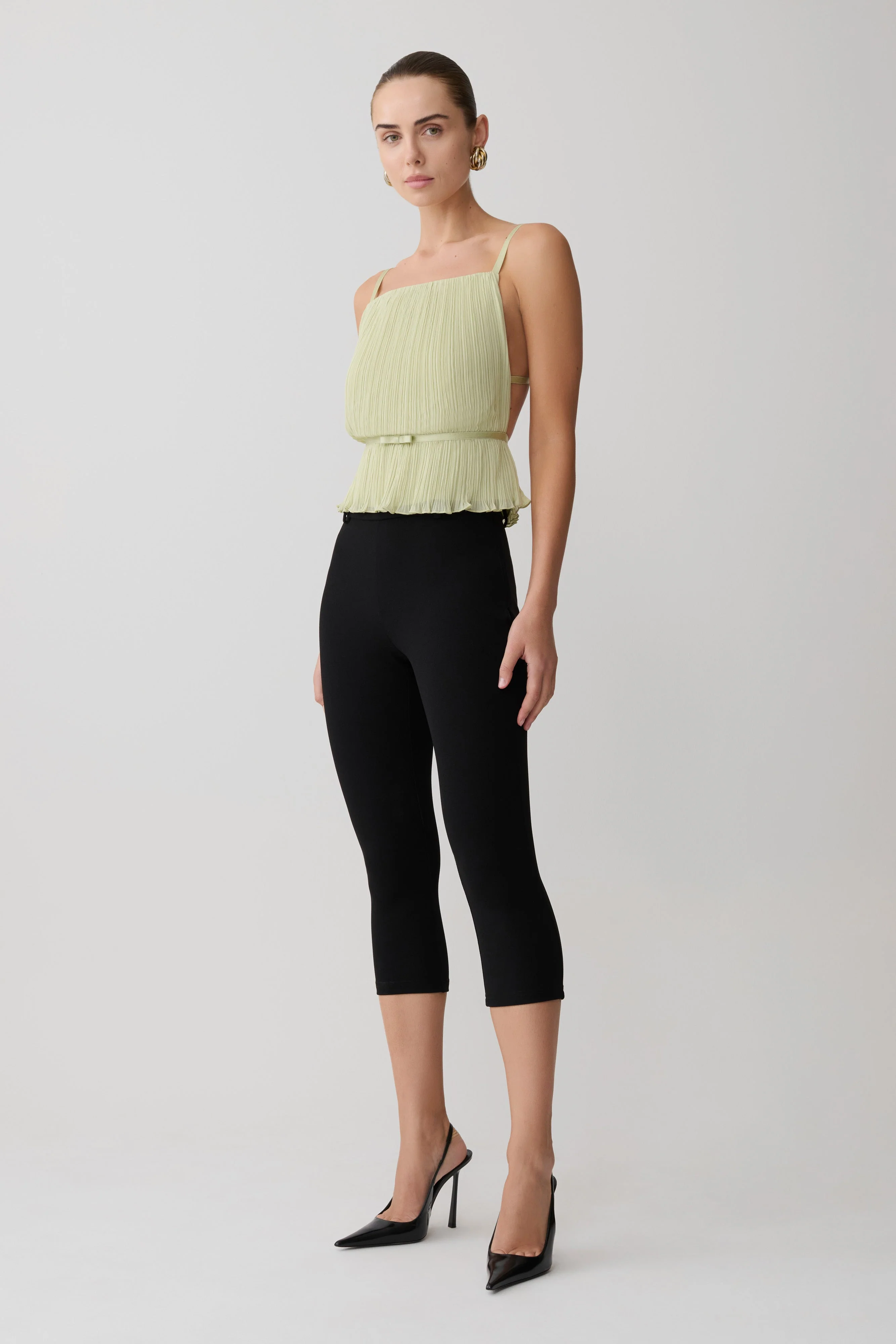 Lilou Pleated Sleeveless Top - Sage - Image 5