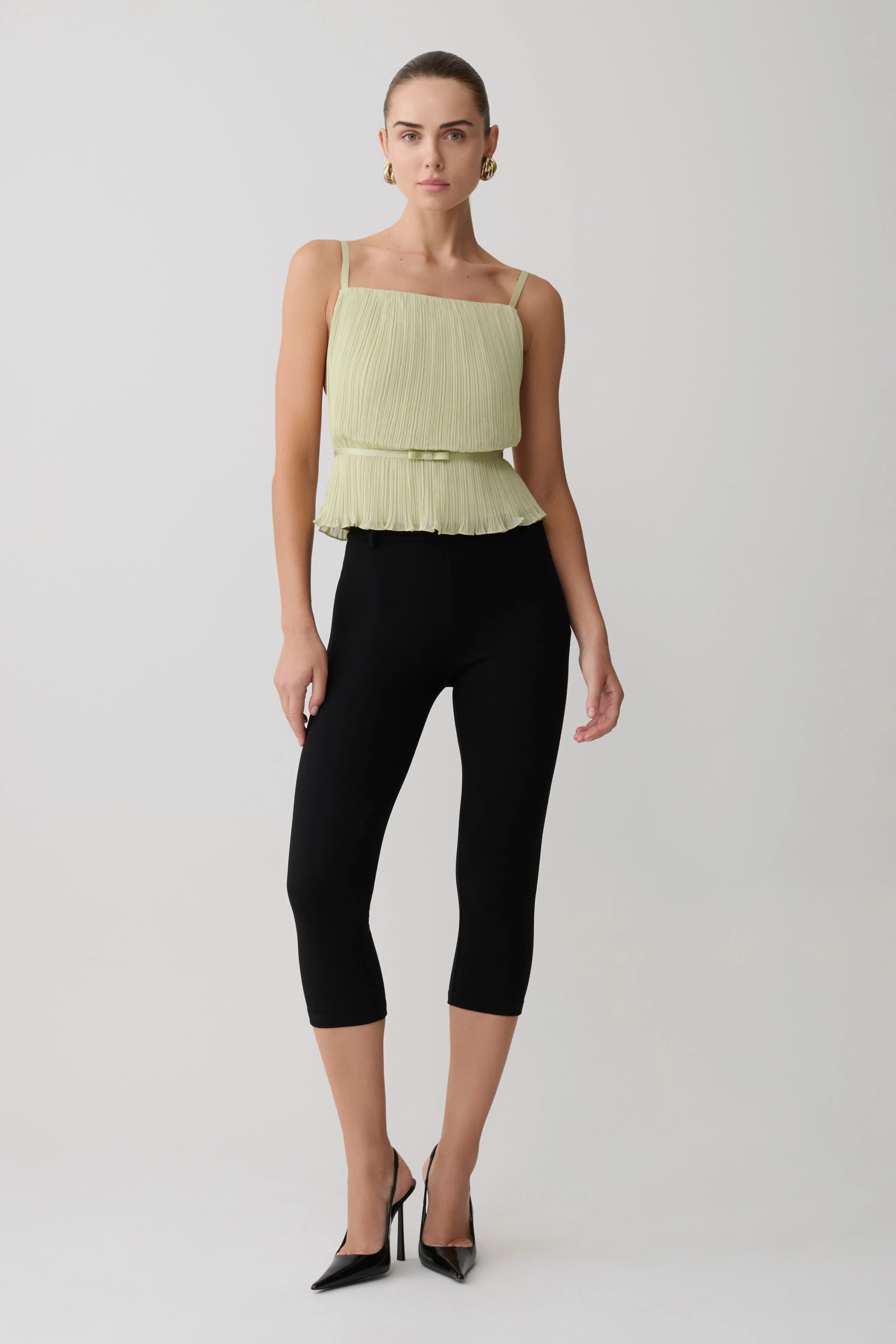 Lilou Pleated Sleeveless Top - Sage - Image 8