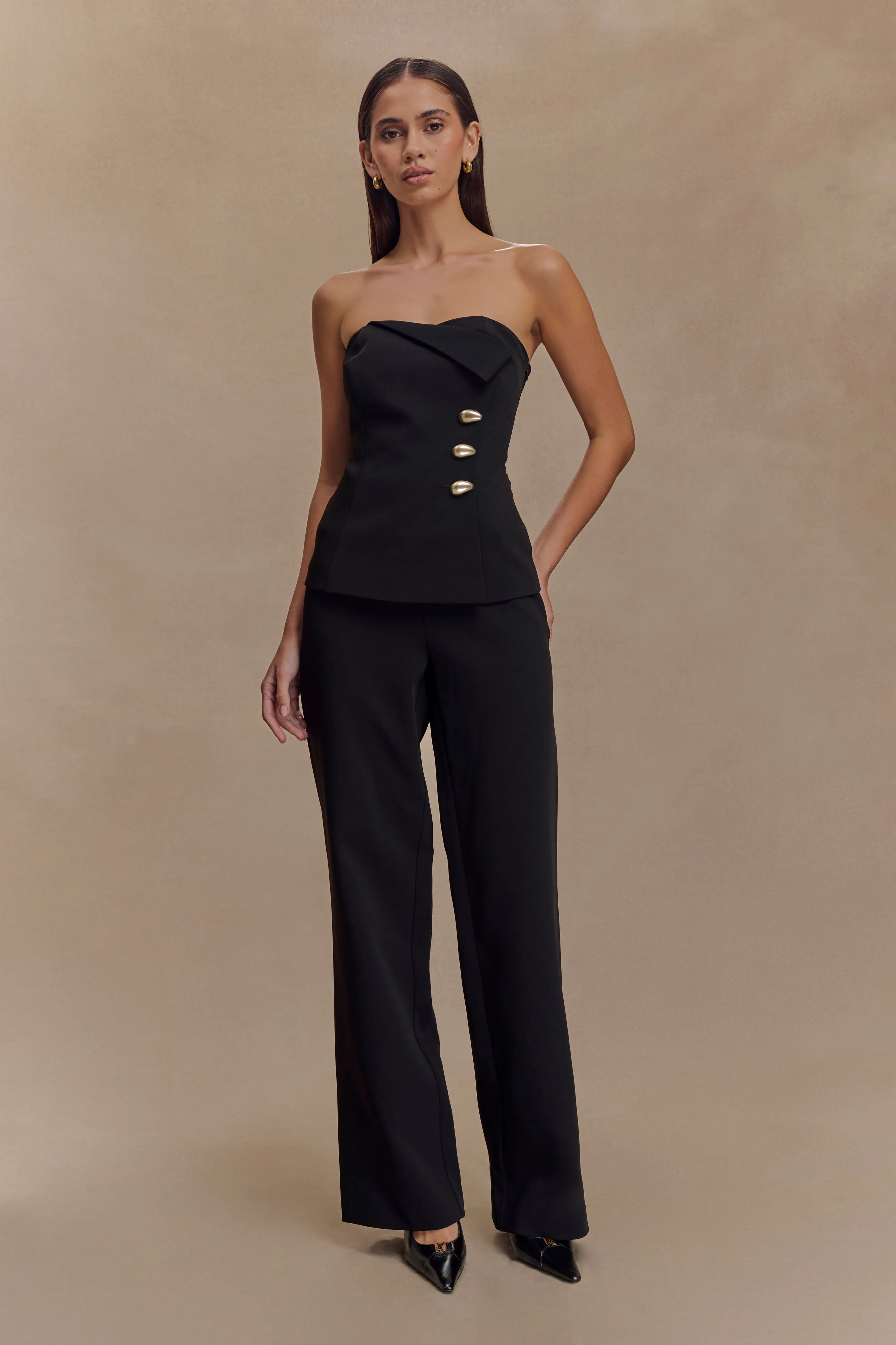 Lindie Strapless Suiting Top - Black - Image 5