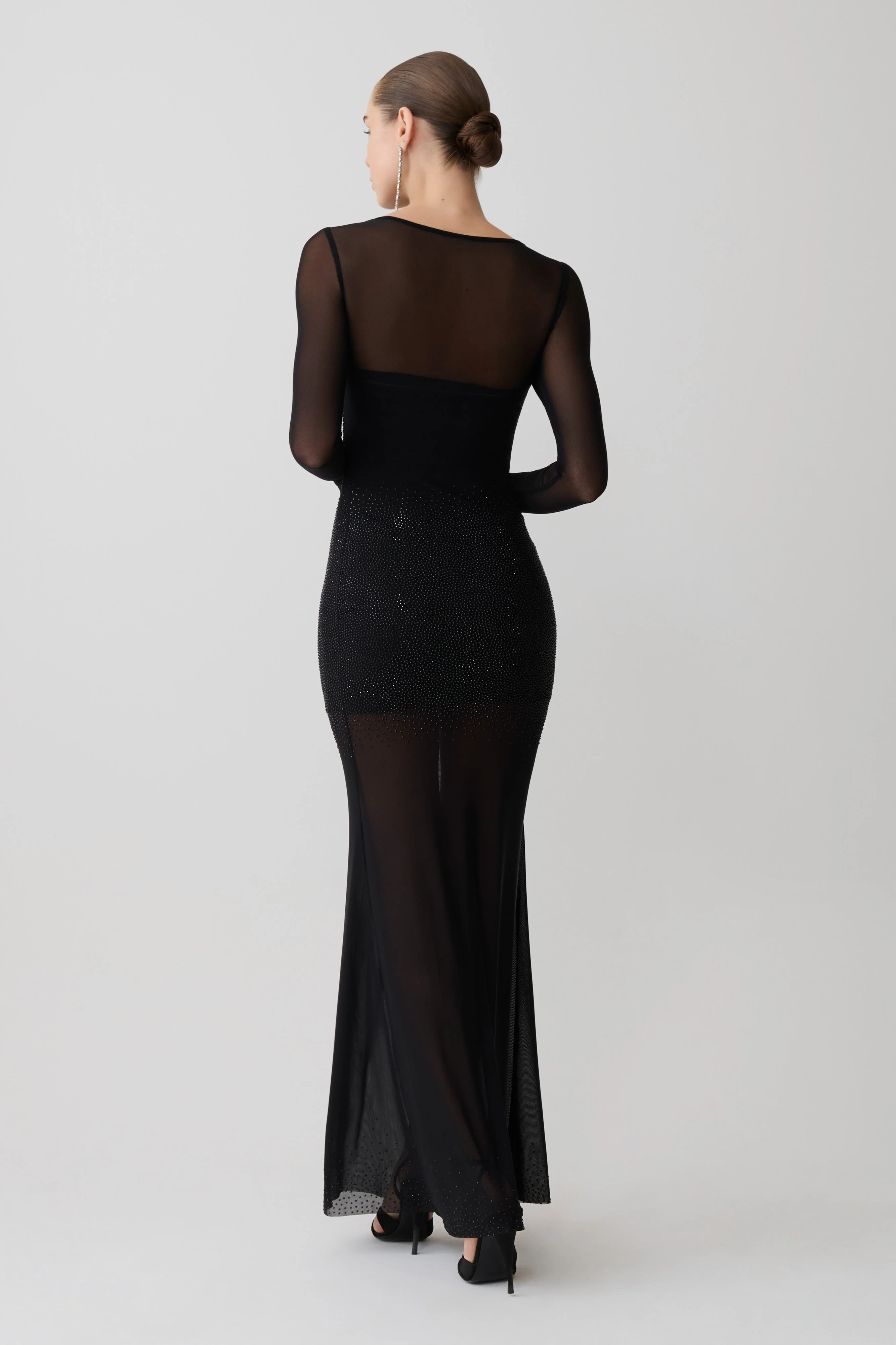 Lior Mesh Maxi Dress With Hotfix - Black - Image 5
