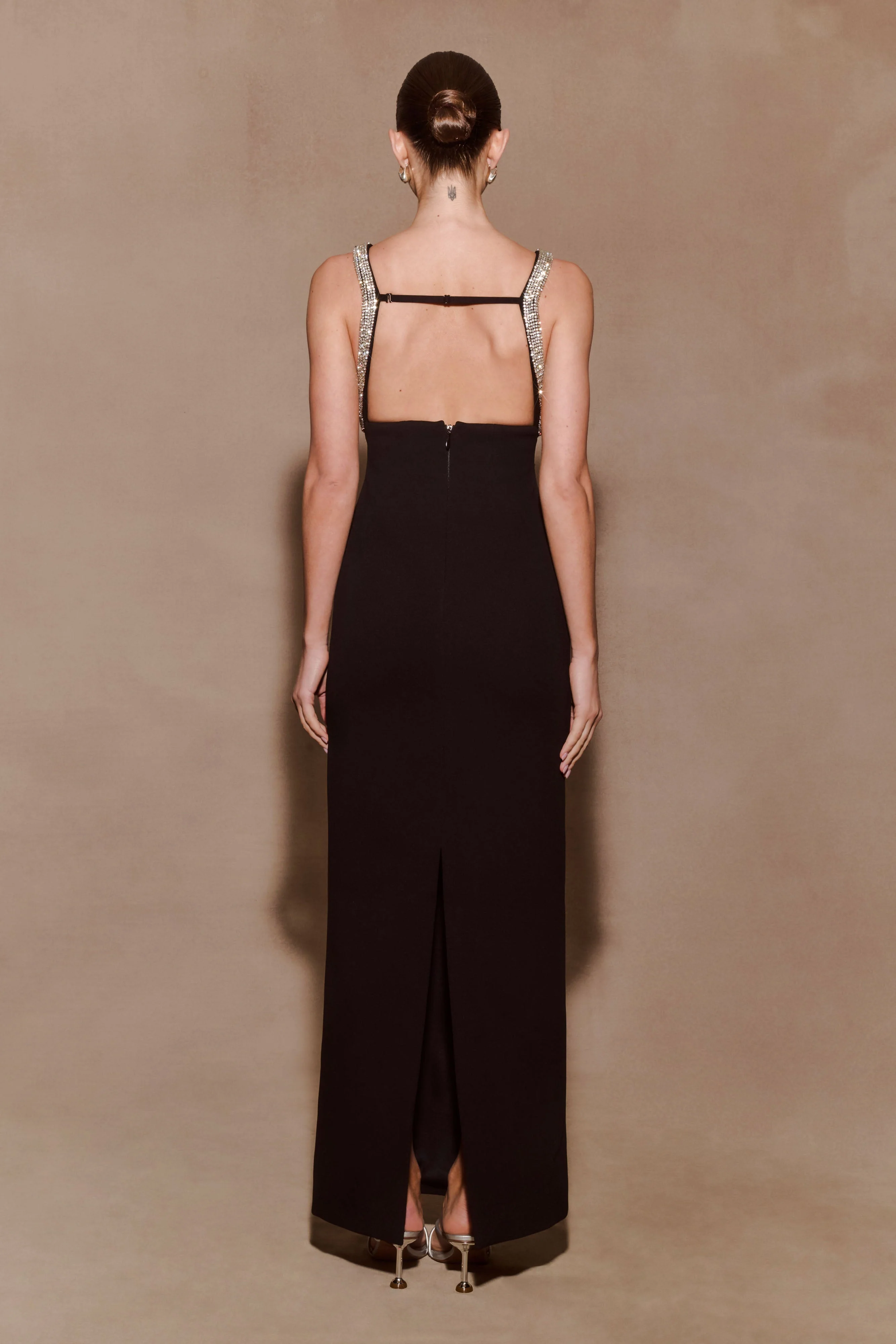 Lorde Embellished Crepe Maxi Dress - Black - Image 2