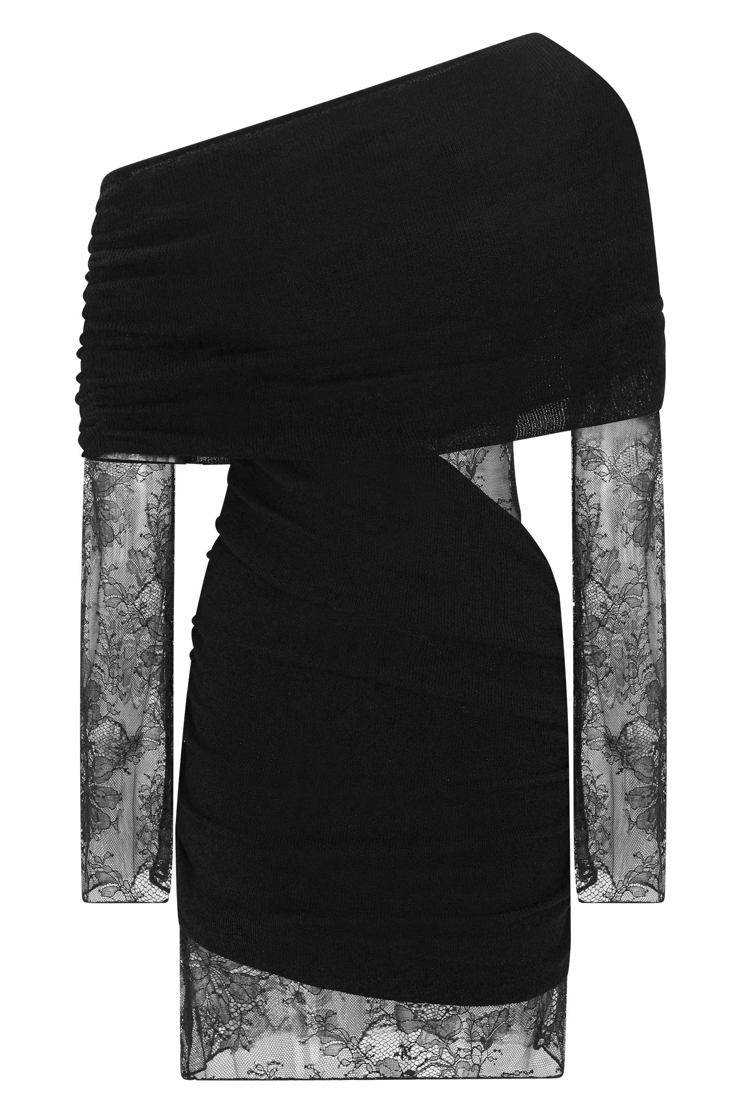 Luxie Lace Knit Mini Dress - Black - Image 8