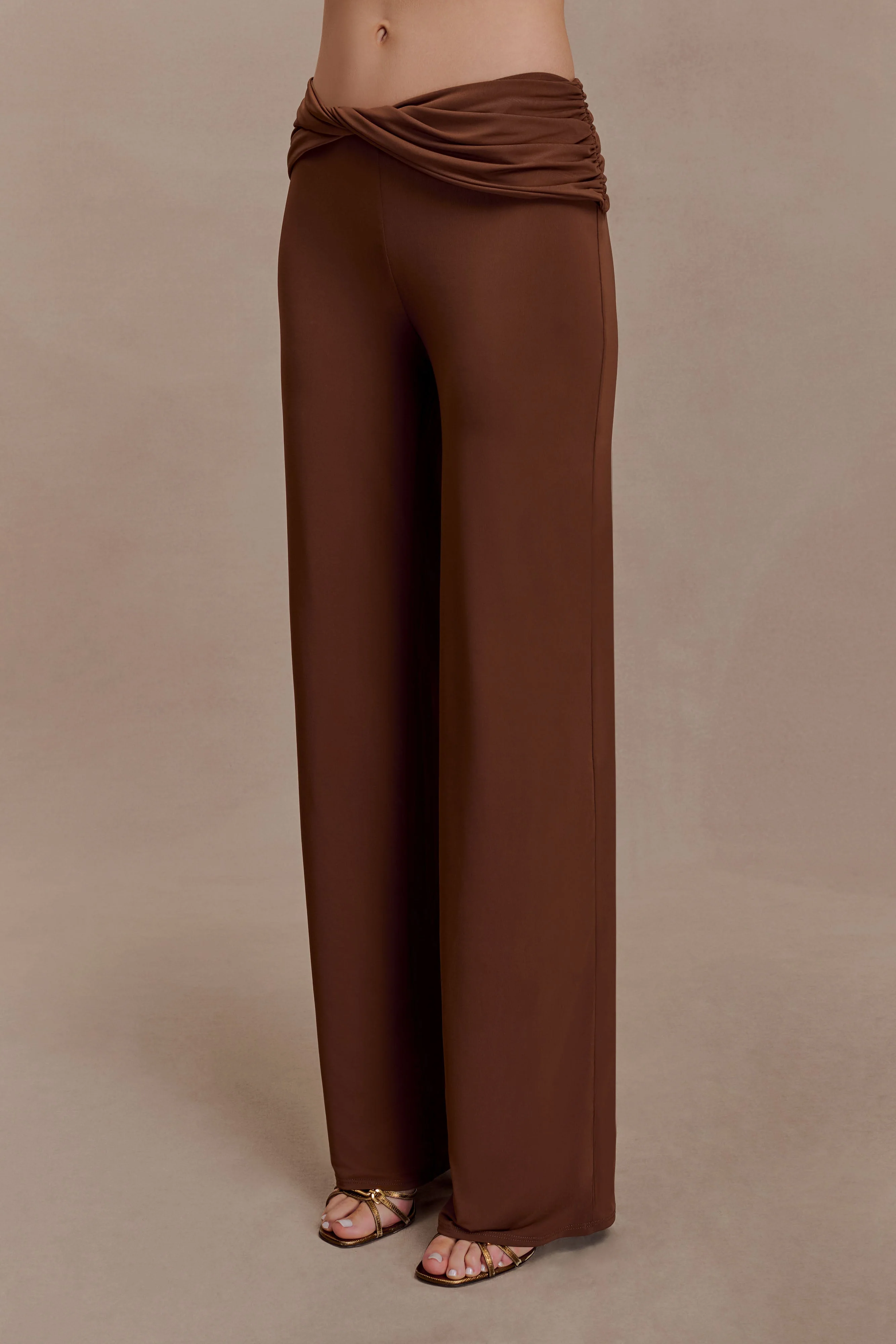Lydia Slinky Straight Leg Pants - Chocolate - Image 4