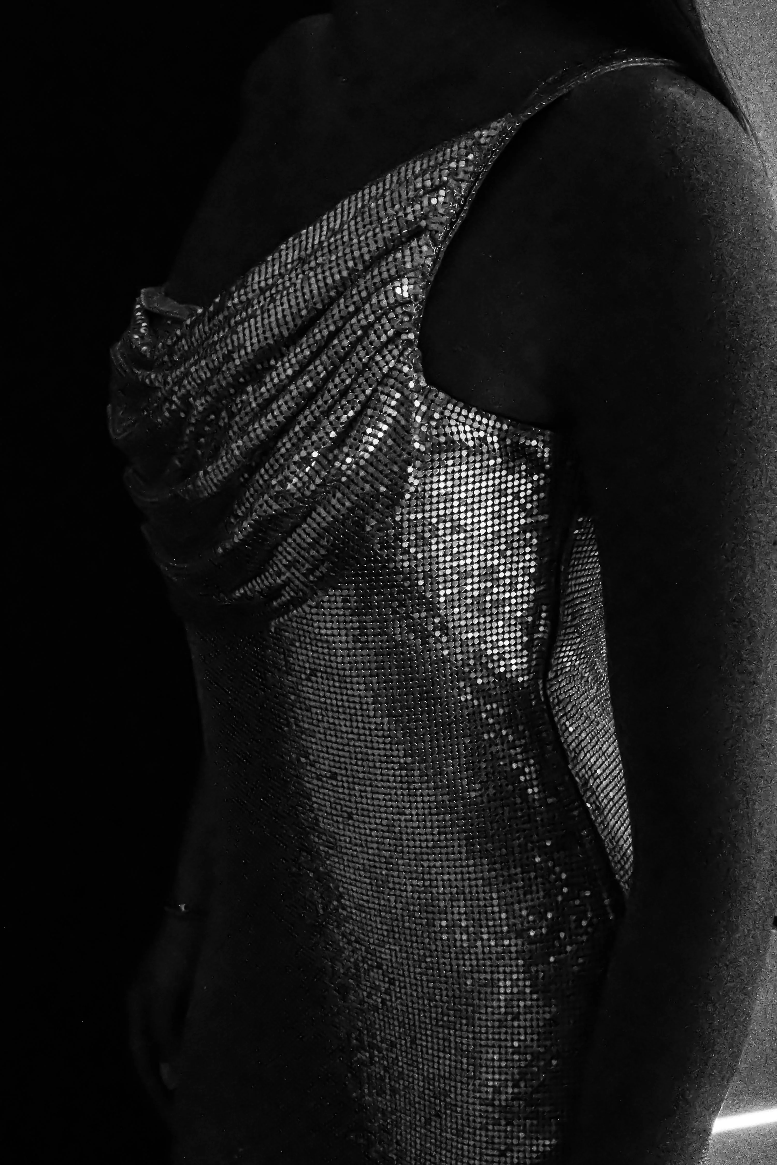 Lyle One Shoulder Glow Mesh Mini Dress - Silver - Image 13