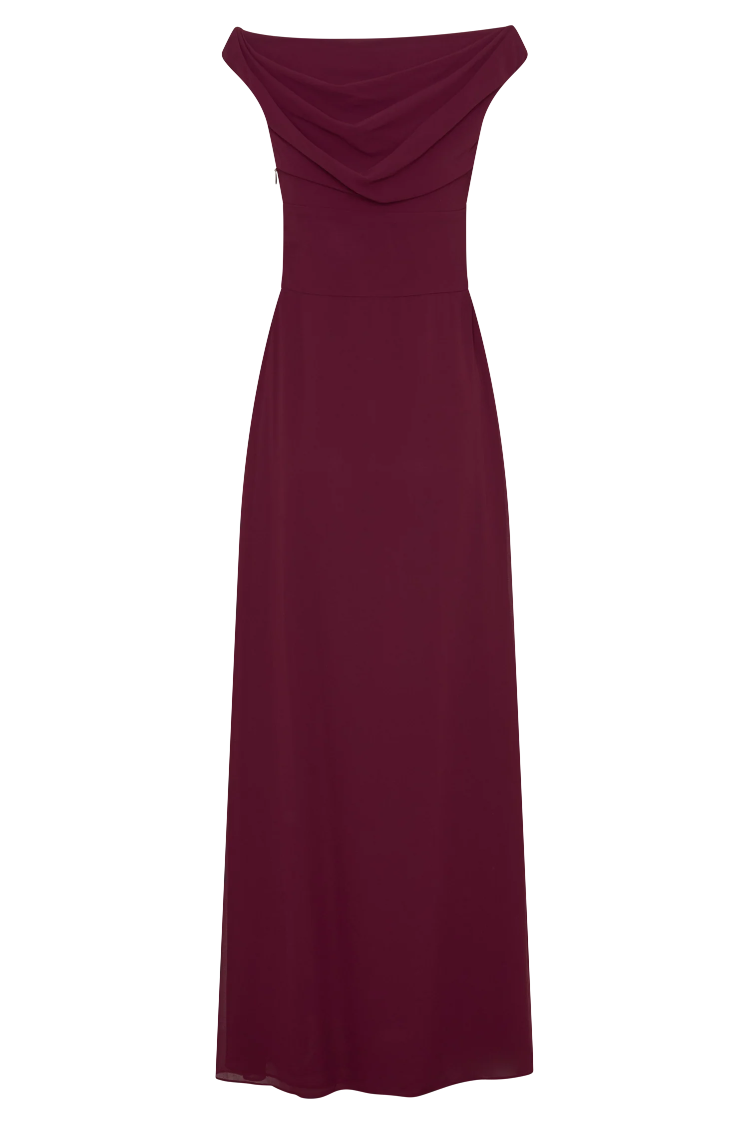 Mabel Off Shoulder Chiffon Maxi Dress - Merlot - Image 6