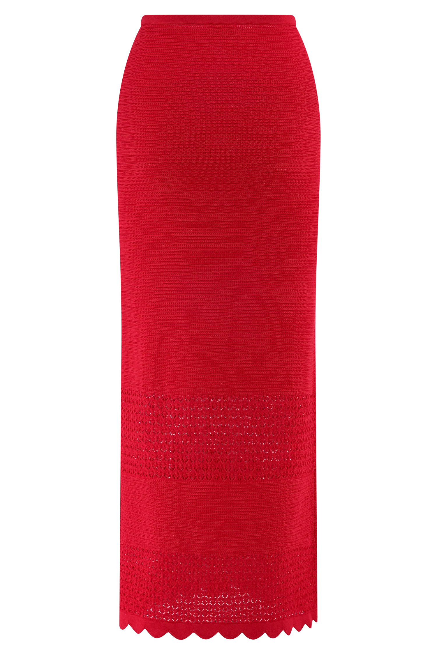 Madeline Scallop Knit Midi Skirt - Red - Image 7