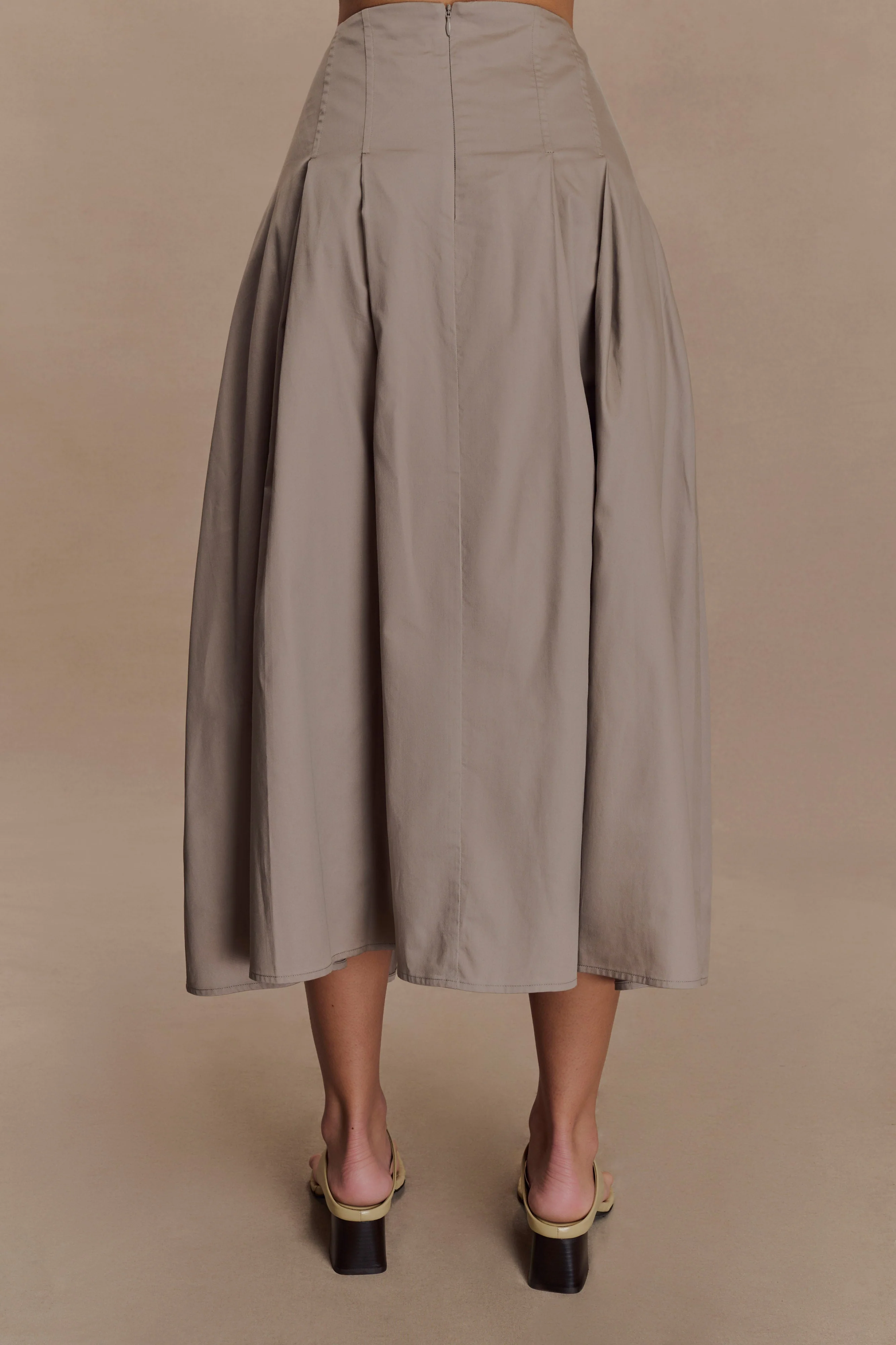 Mae A-Line Midi Skirt - Pebble Brown - Image 5