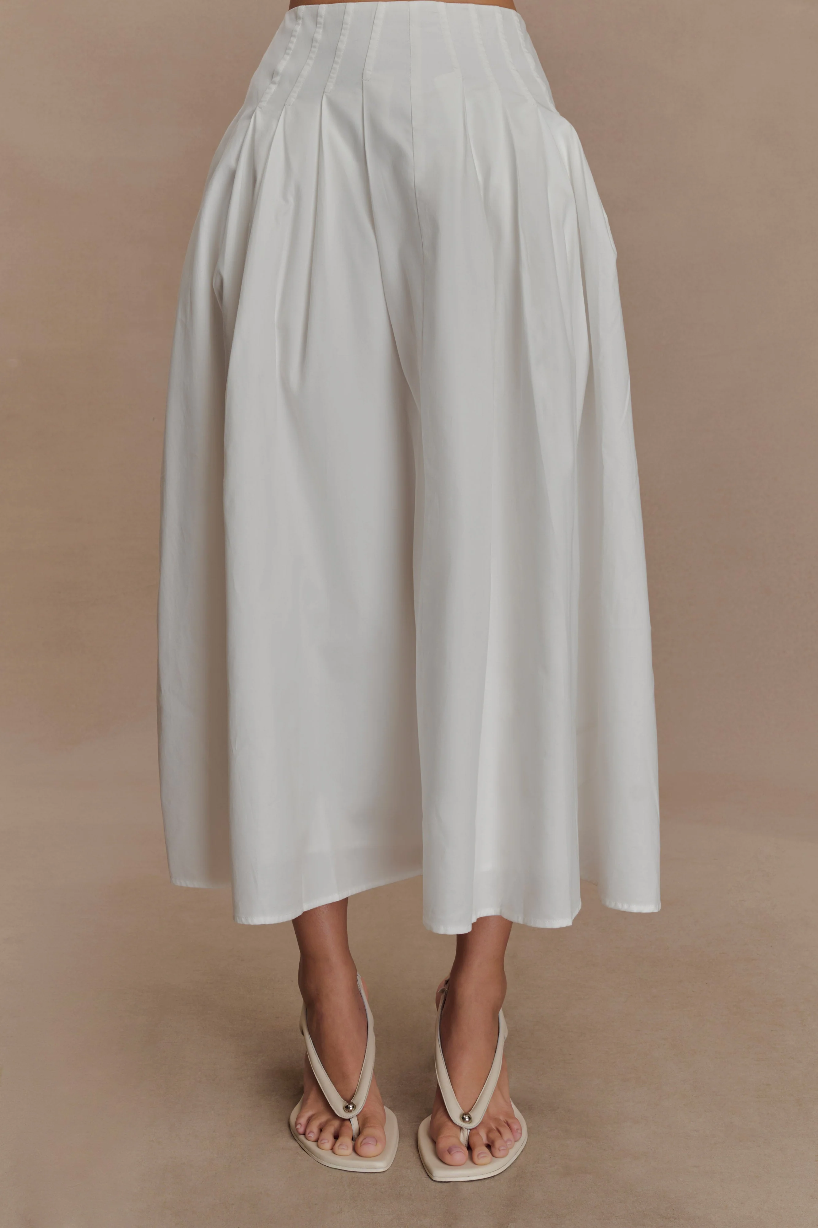 Mae A-Line Midi Skirt - White - Image 4