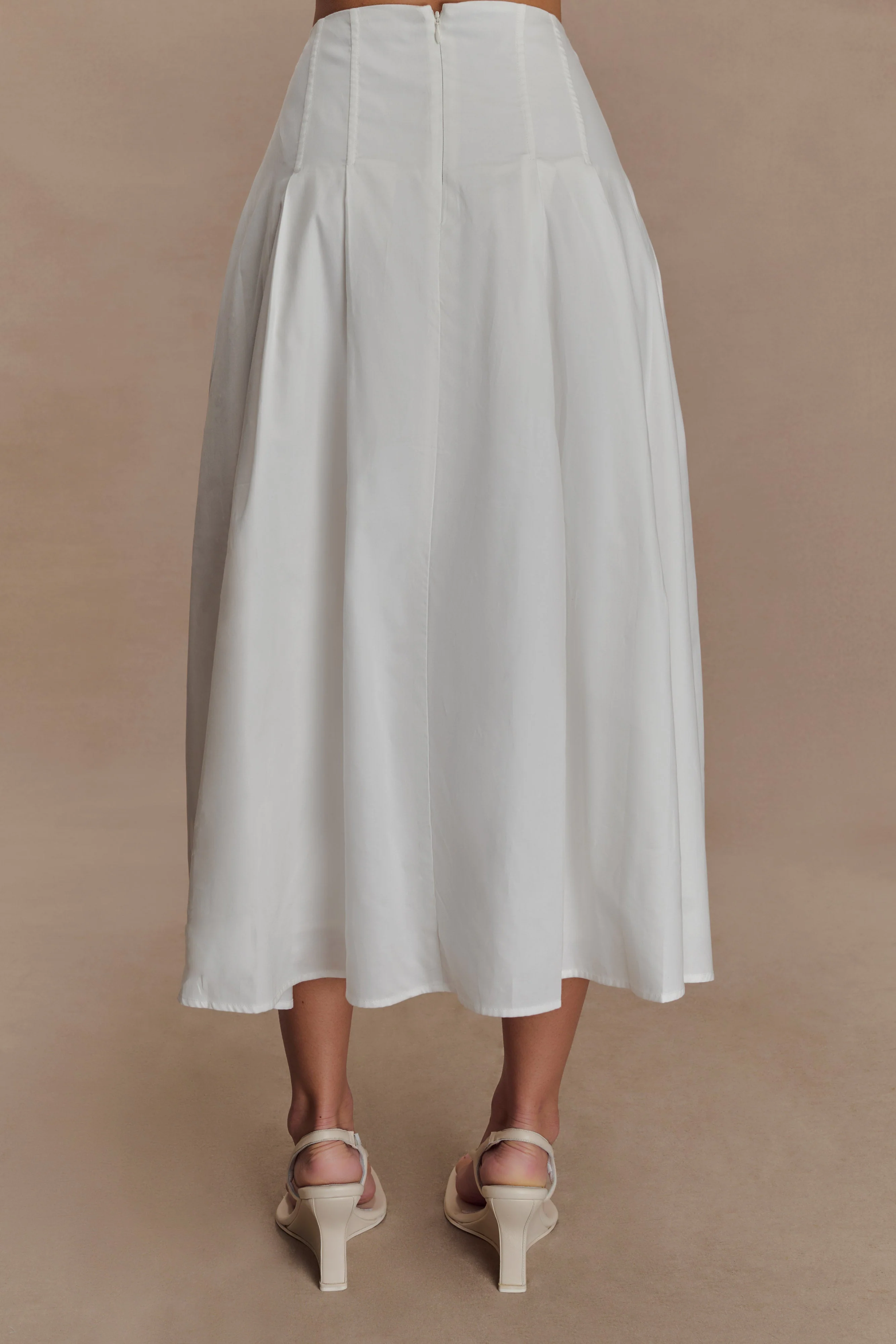 Mae A-Line Midi Skirt - White - Image 5