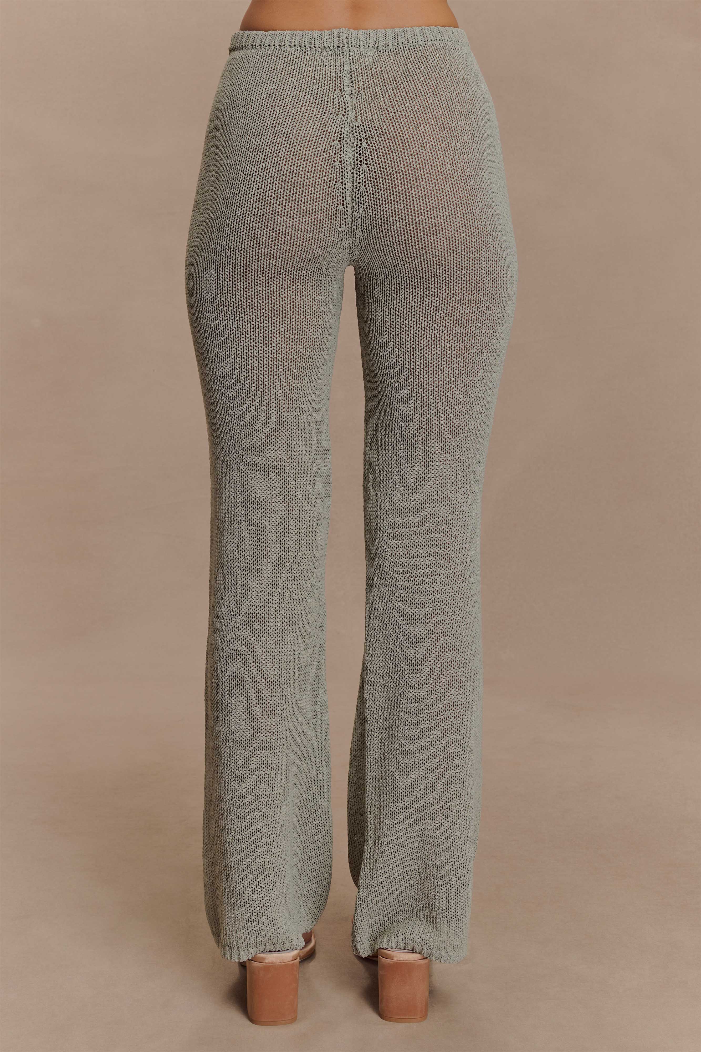 Malani Wide Leg Knit Pants - Sage - Image 2
