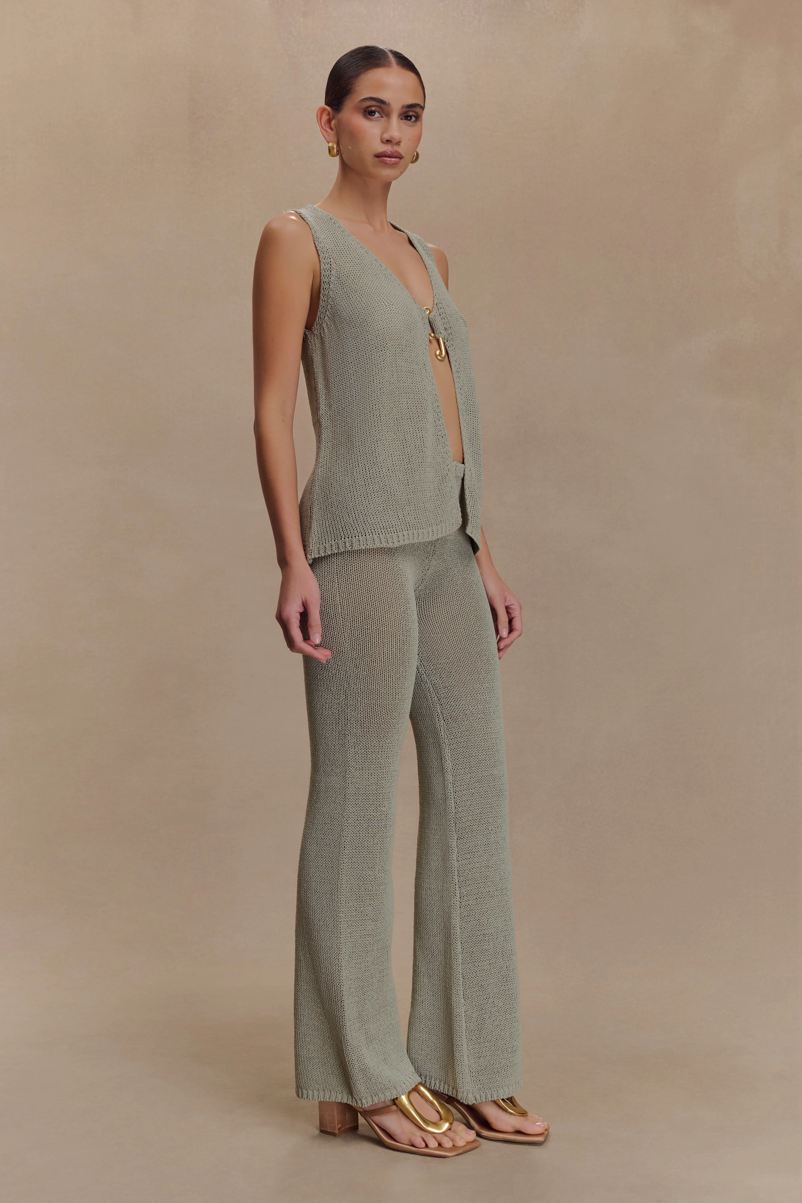 Malani Wide Leg Knit Pants - Sage - Image 4
