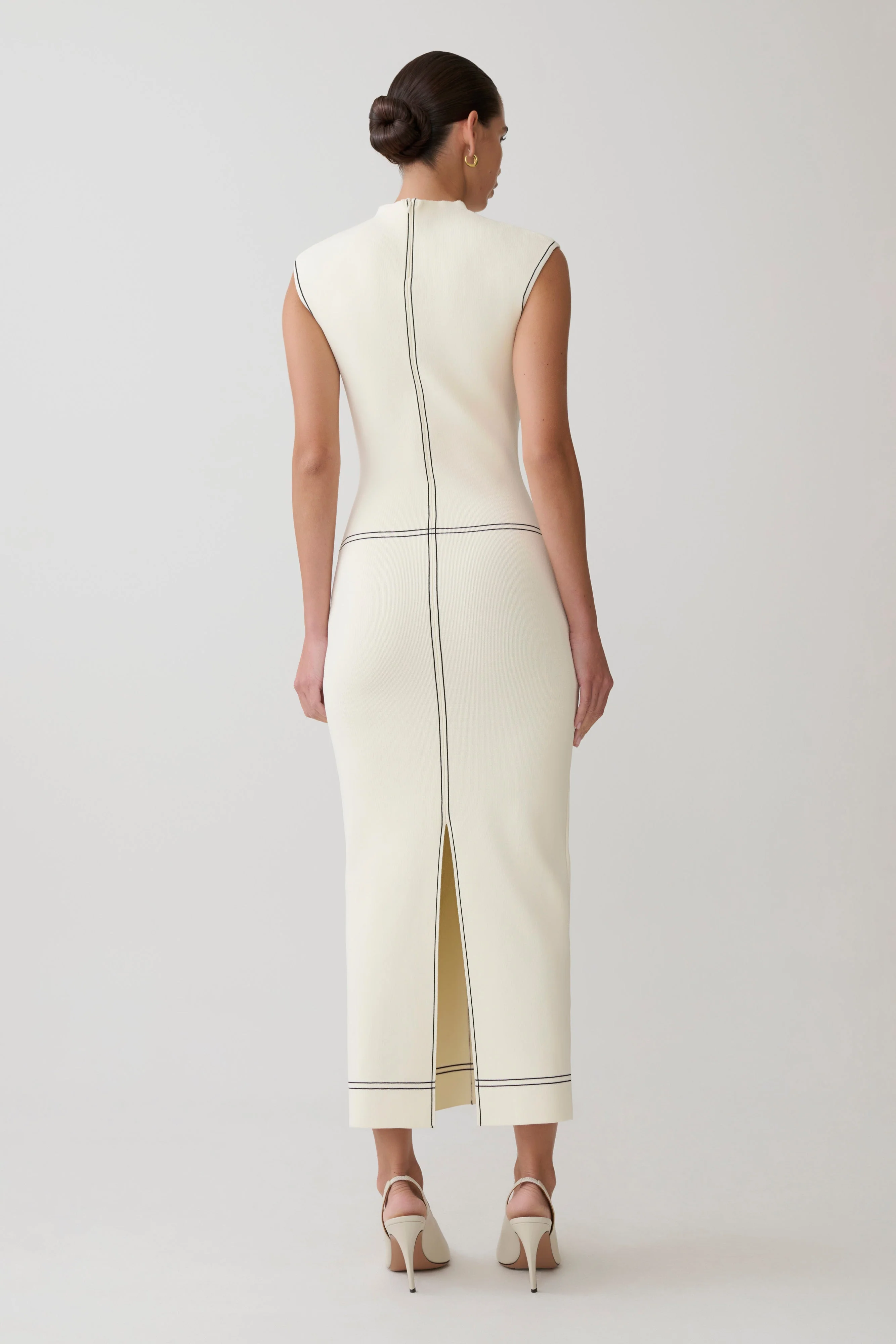 Malone Bandage Knit Midi Dress - Ivory - Image 2