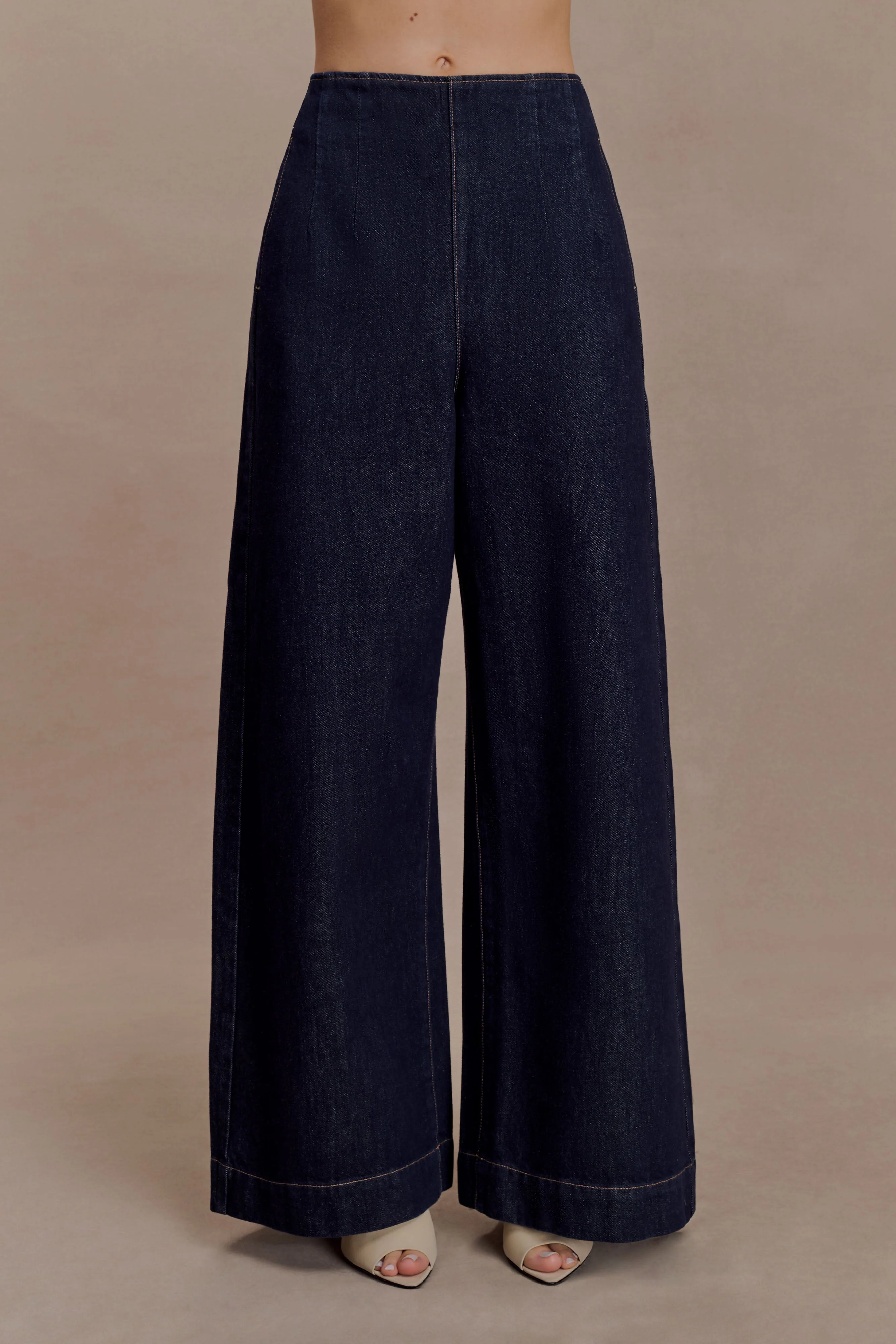 Maral High Waisted Dart Jeans - Washed Indigo Blue - Image 8