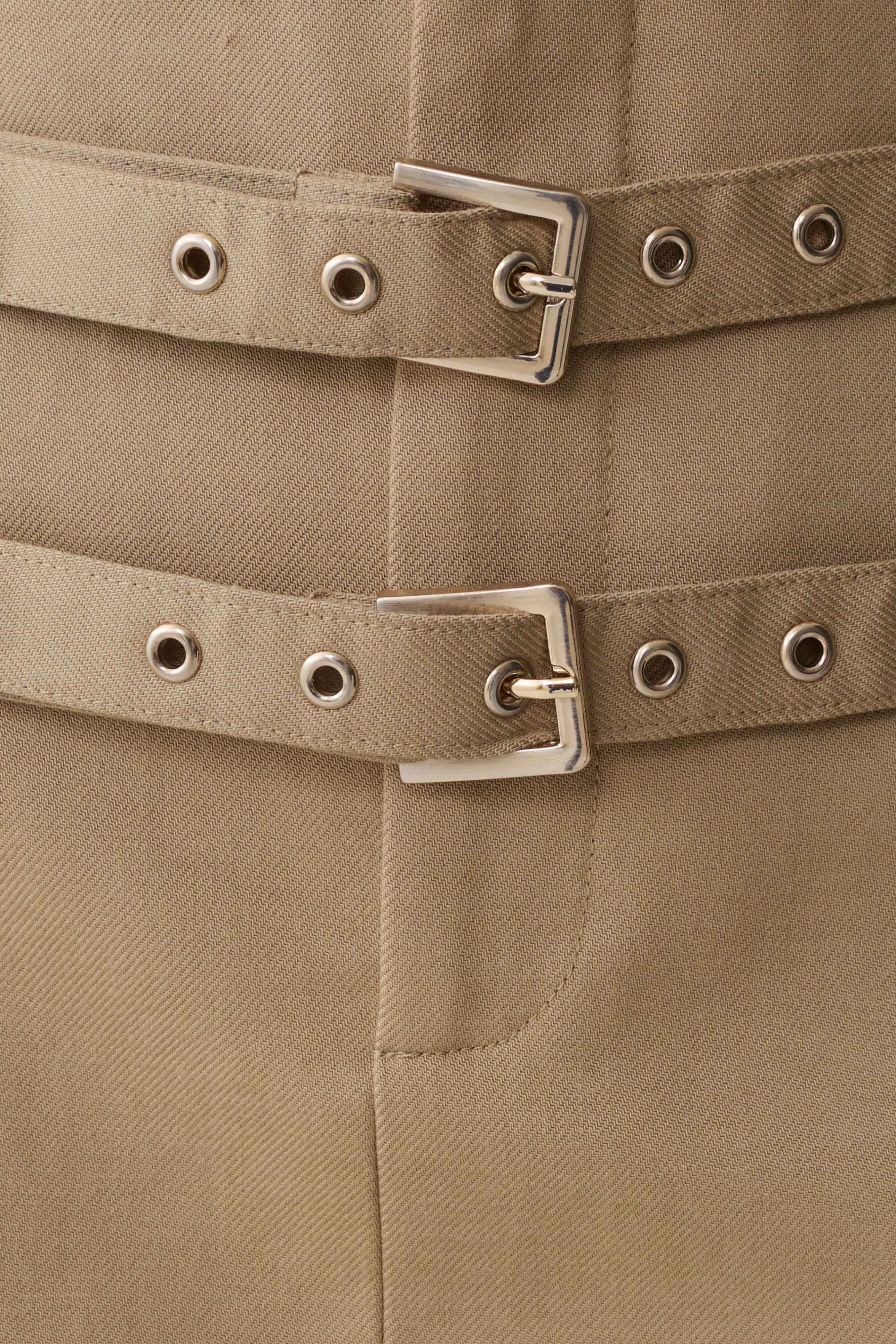 Marielle Double Belt Mini Skirt - Taupe - Image 11