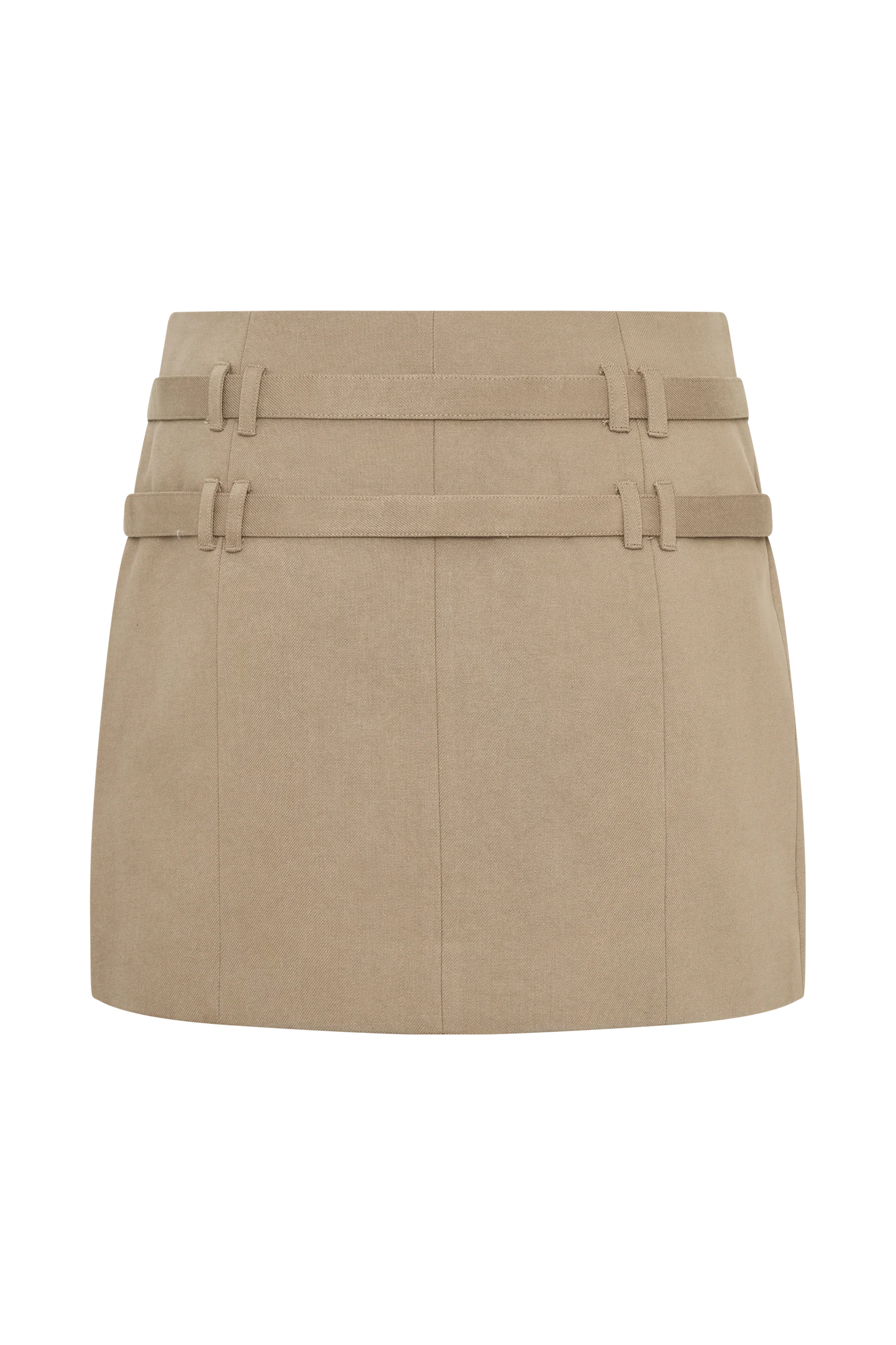 Marielle Double Belt Mini Skirt - Taupe - Image 12