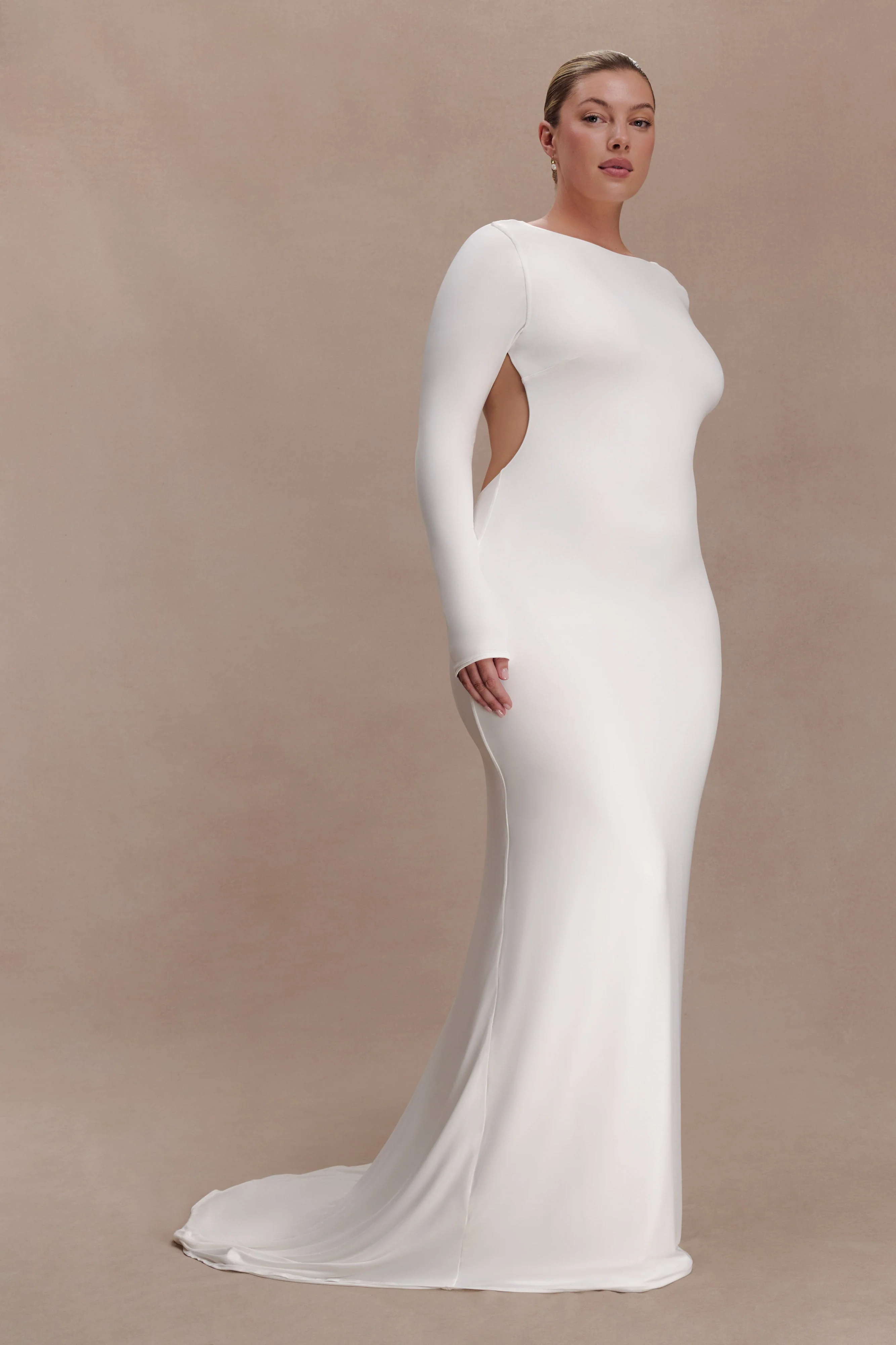 Marlene Slinky Low Back Maxi Dress - White - Image 7
