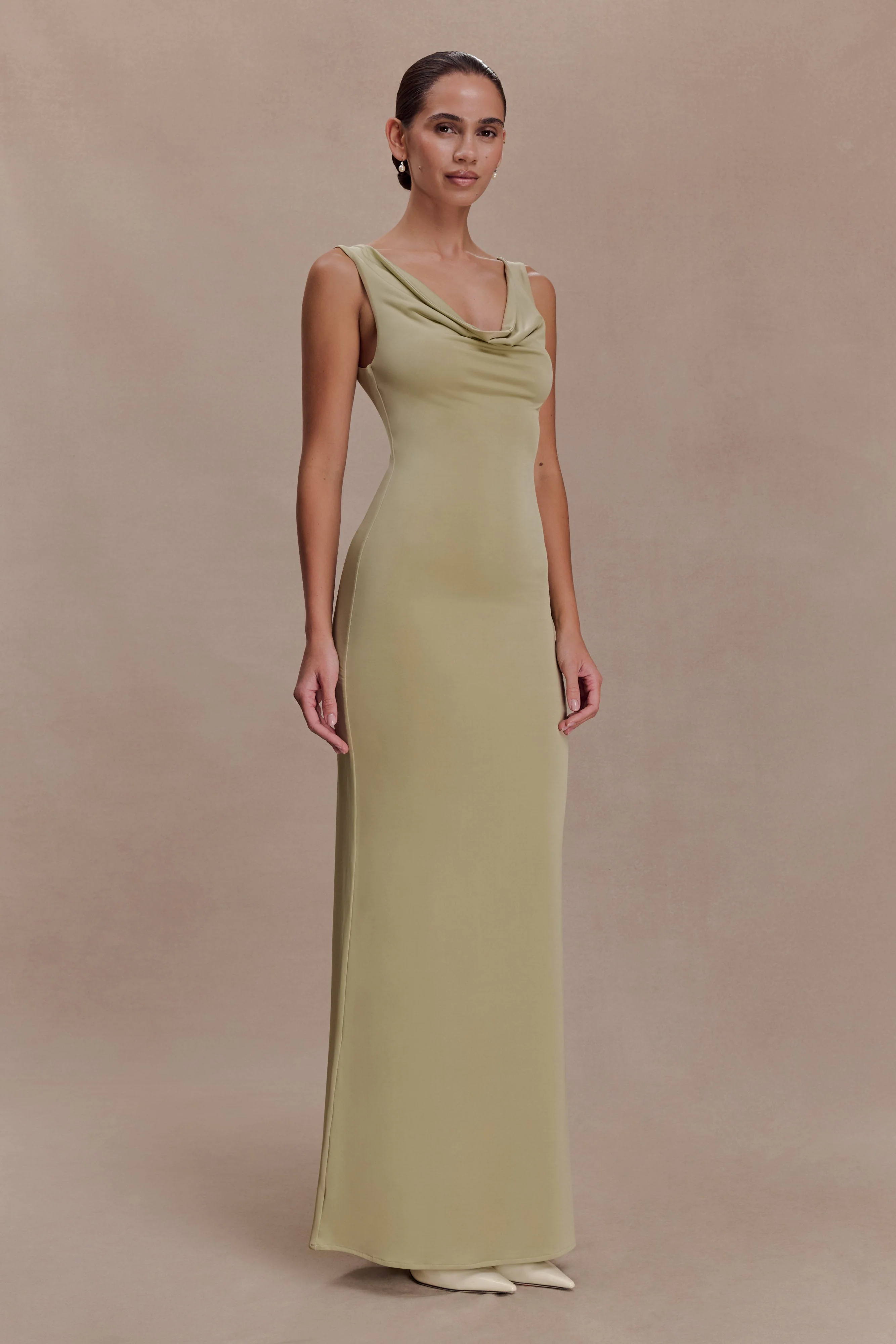 Marta Slinky Cowl Maxi Dress - Sage - Image 4
