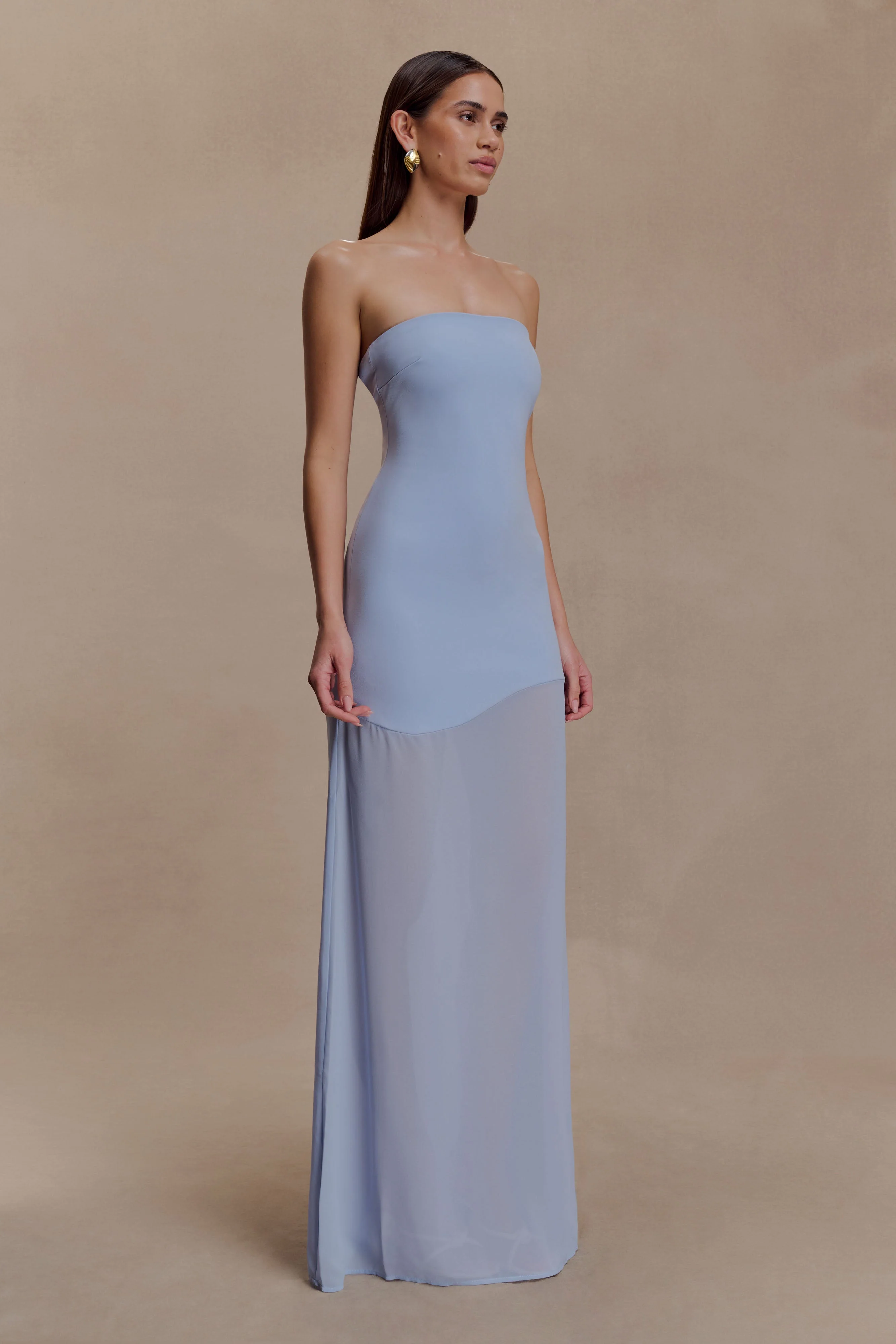 Mason Crepe And Chiffon Maxi Dress - Powder Blue - Image 3