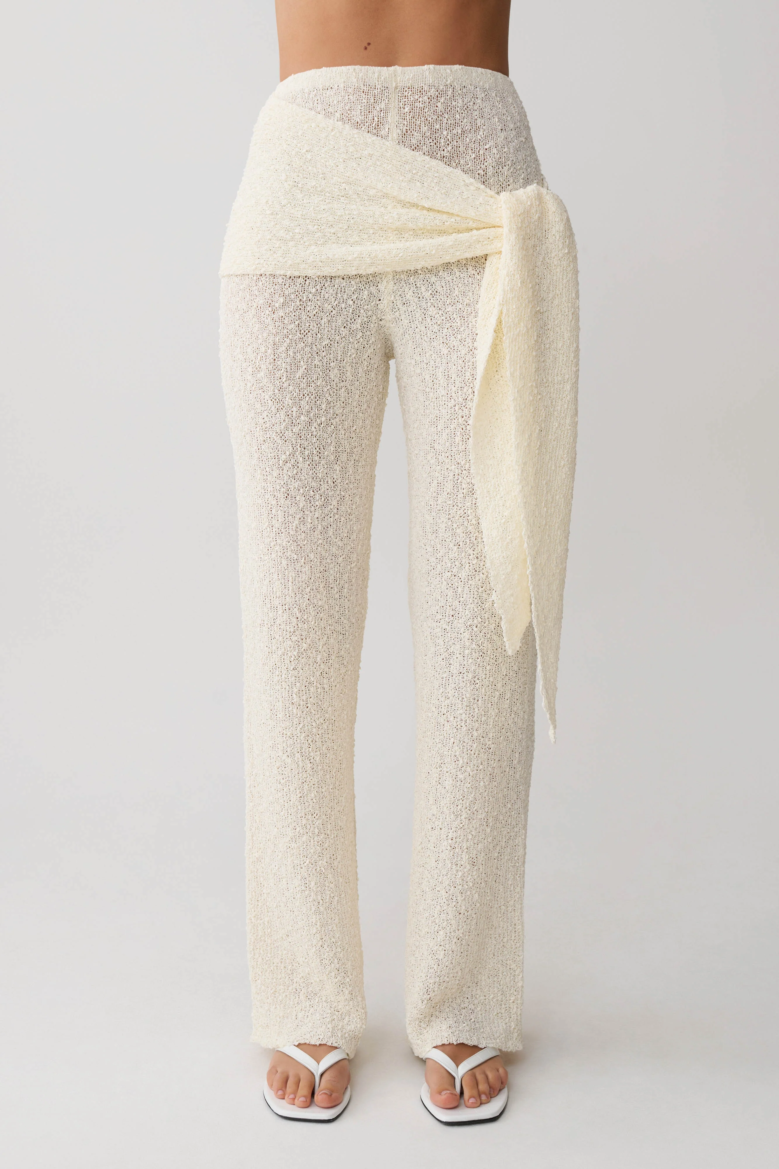 Mattais Boucle Knit Pants - Ivory - Image 6