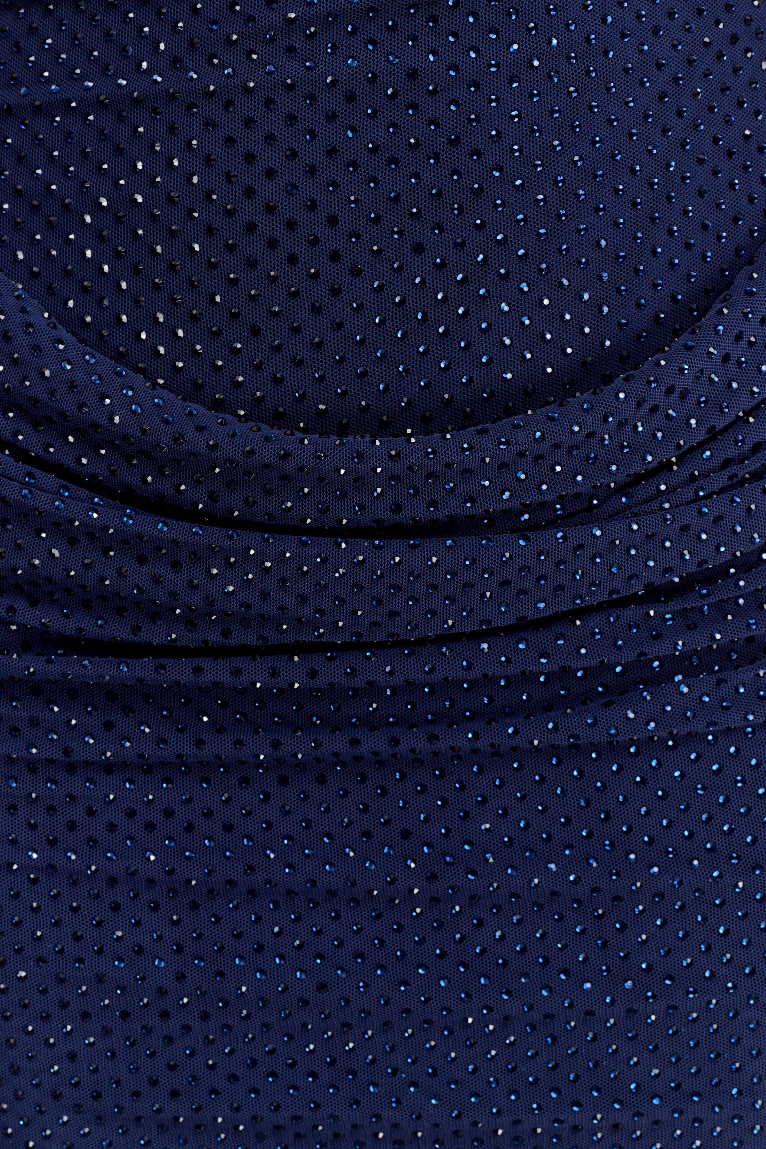 Mattea Diamante Mini Dress With Scarf - Navy - Image 8
