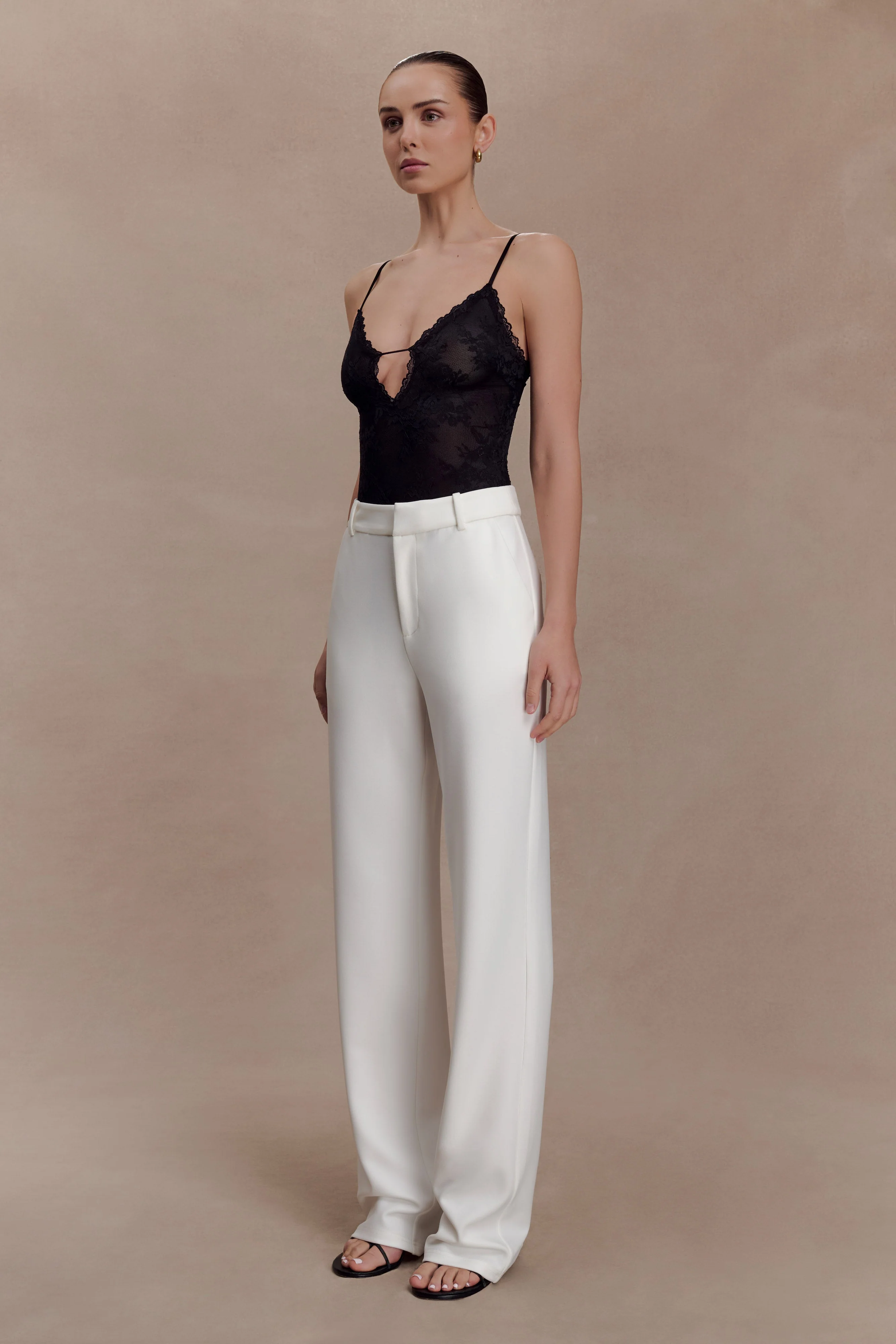 Maude Crepe Straight Leg Pants - Ivory - Image 3