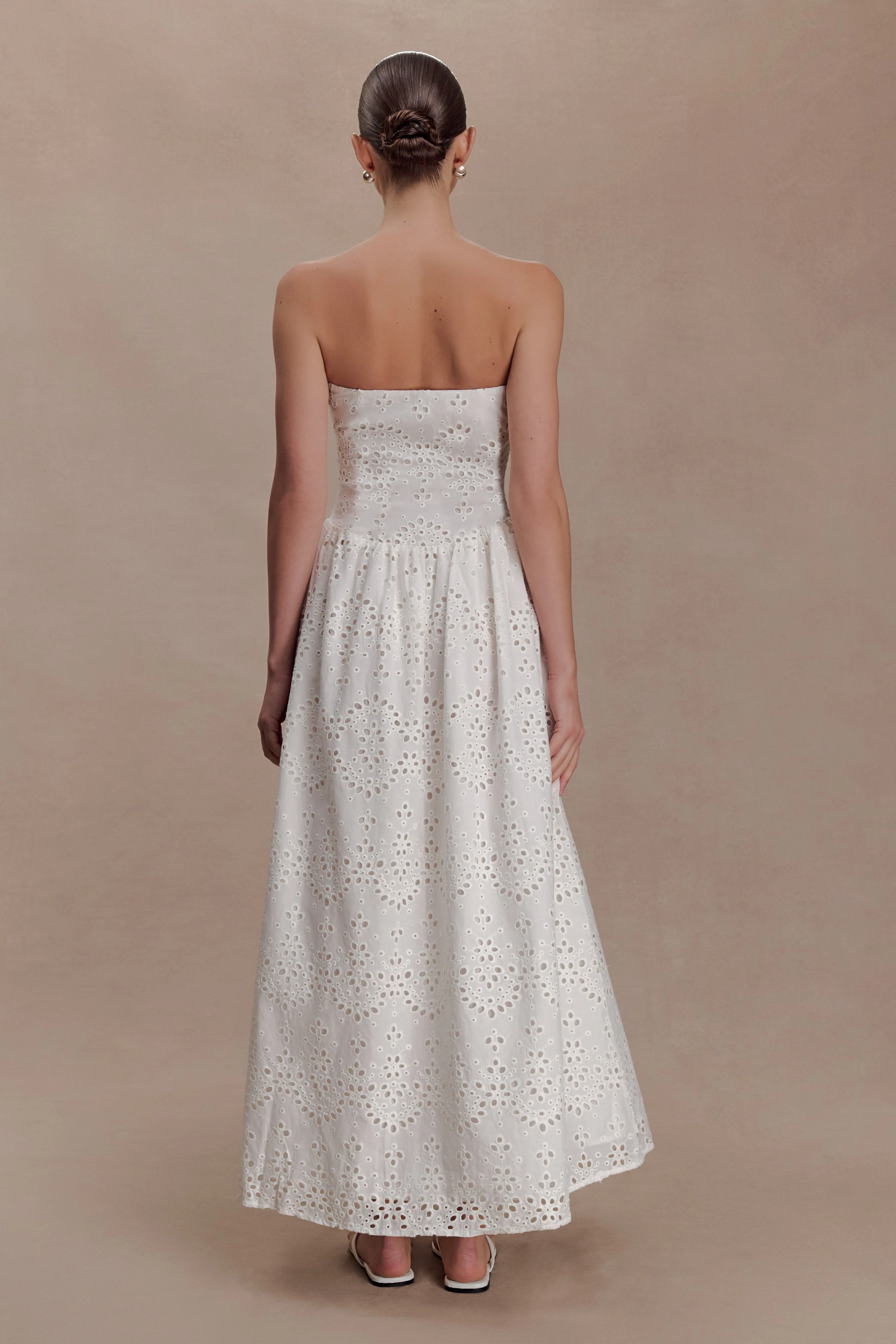 Maureen Broderie Strapless Maxi Dress - White - Image 6