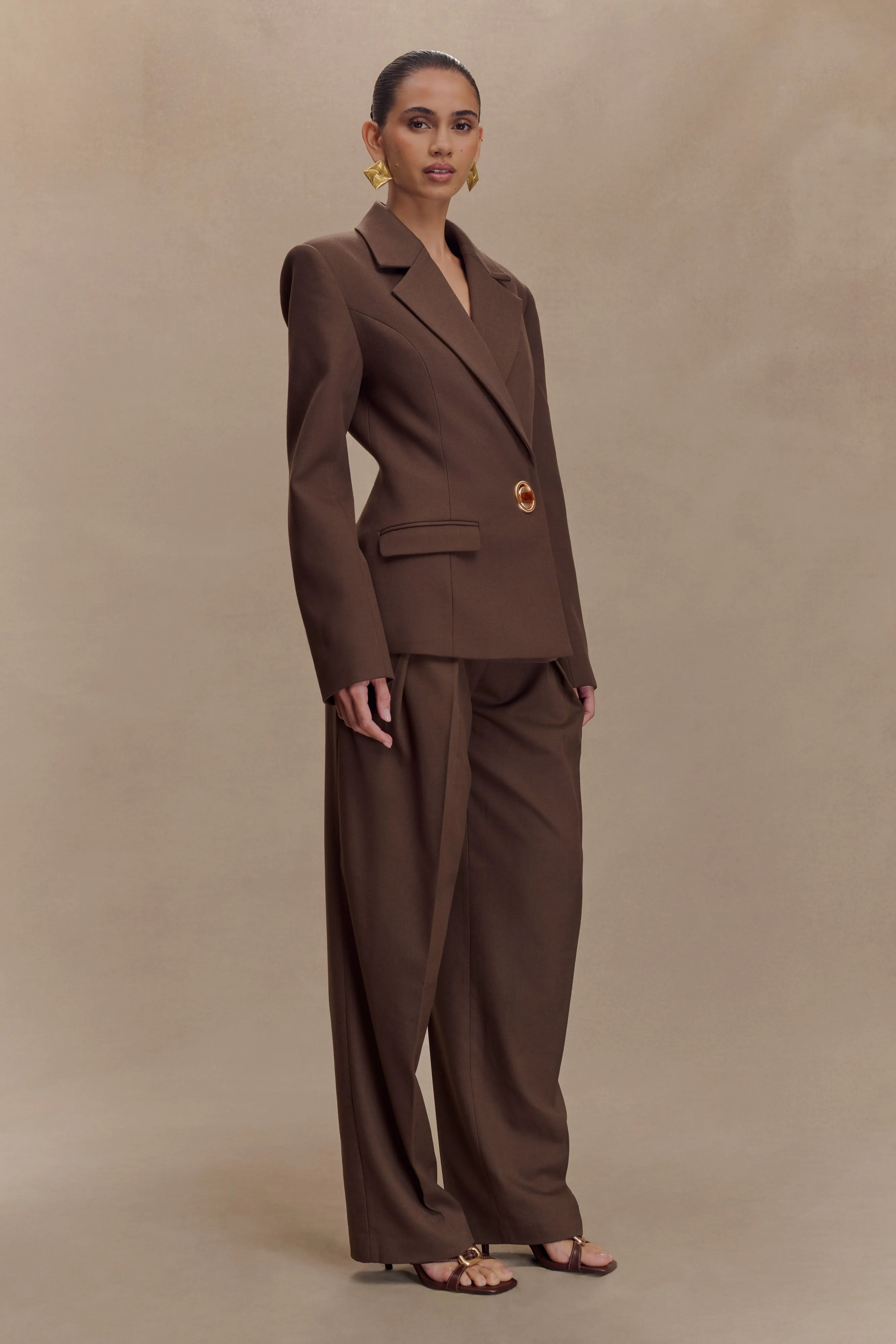 Max Cinched Waist Blazer - Chocolate - Image 5