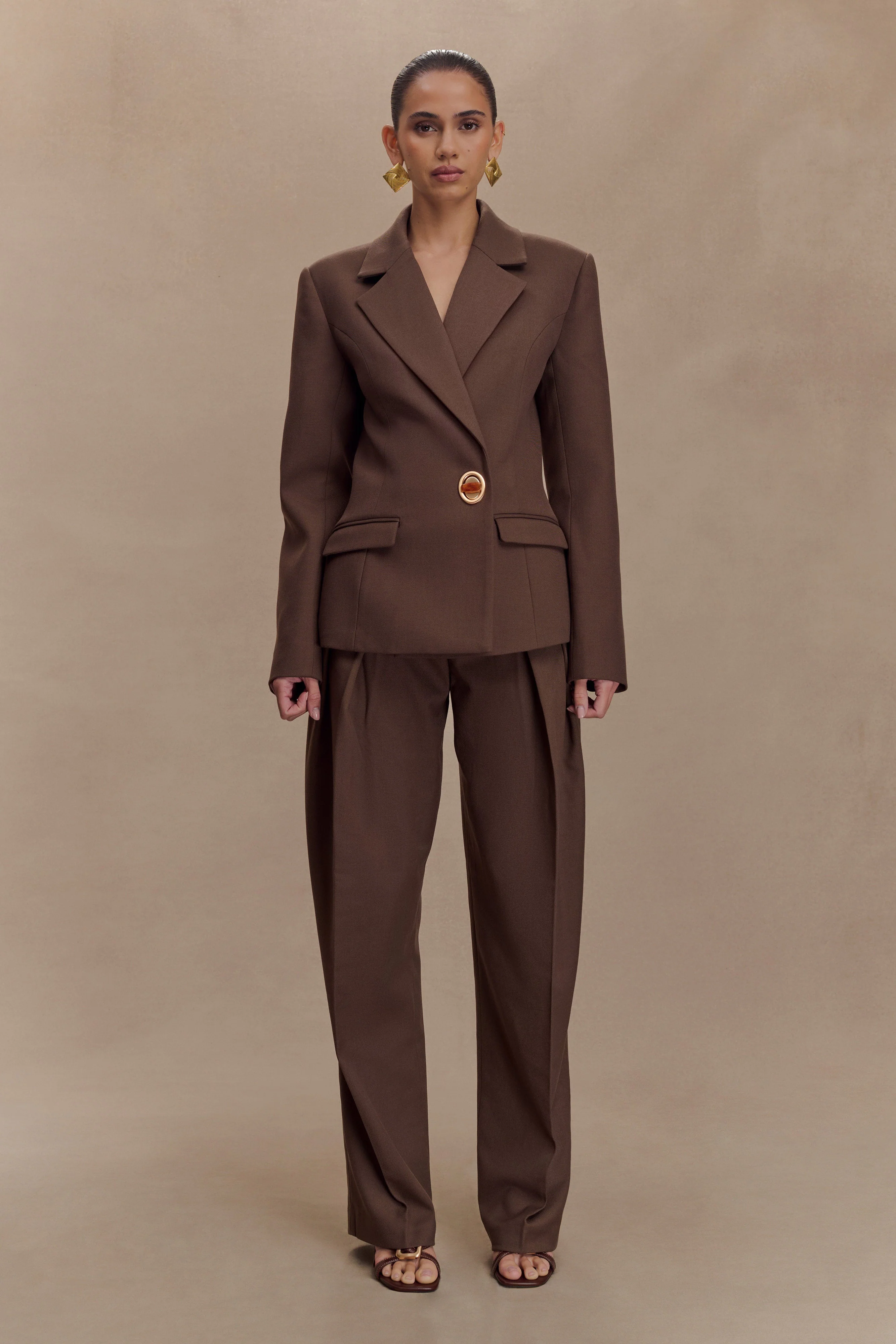 Max Cinched Waist Blazer - Chocolate - Image 6