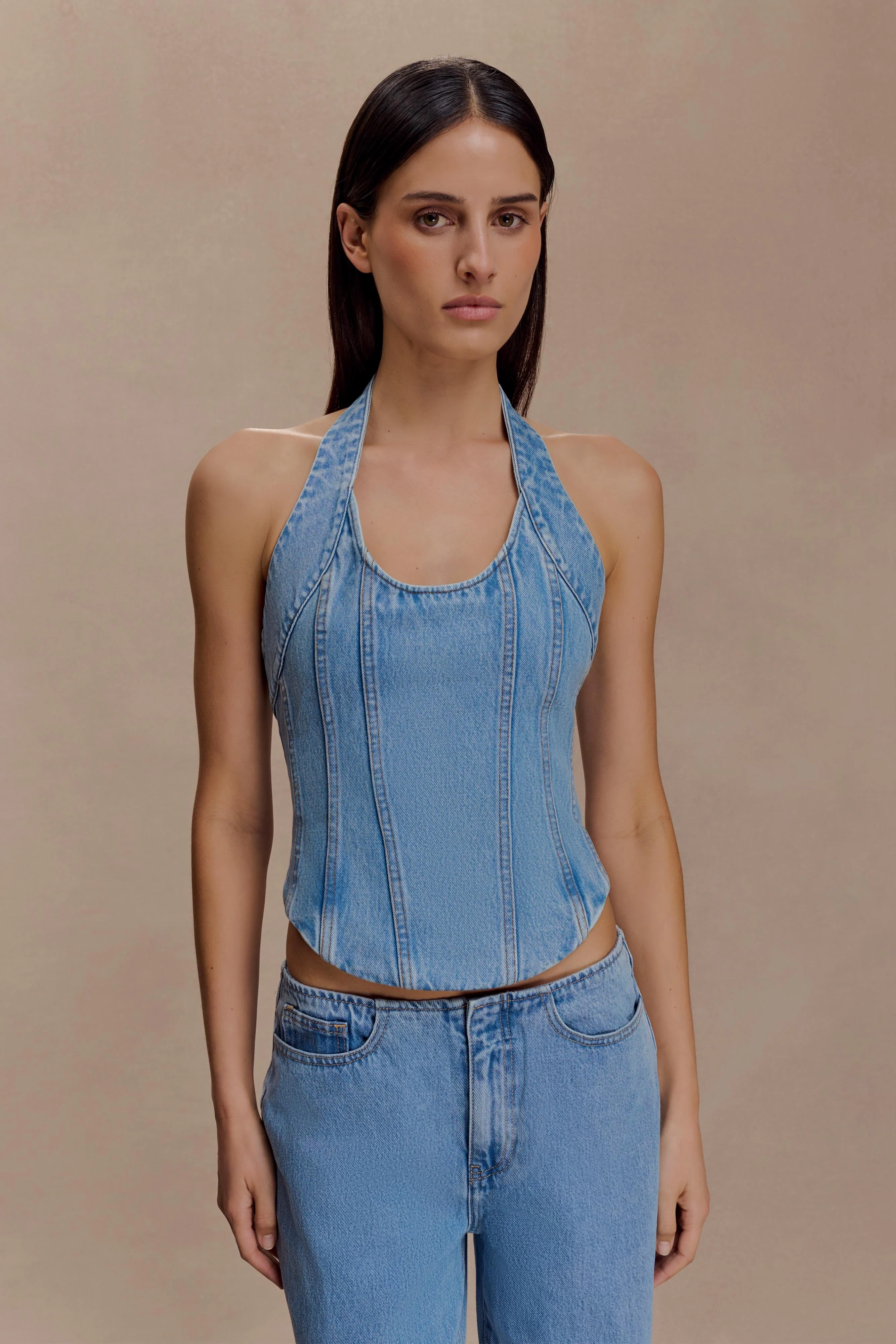 Meadow Denim Corset Halter Top - Classic Blue - Image 4