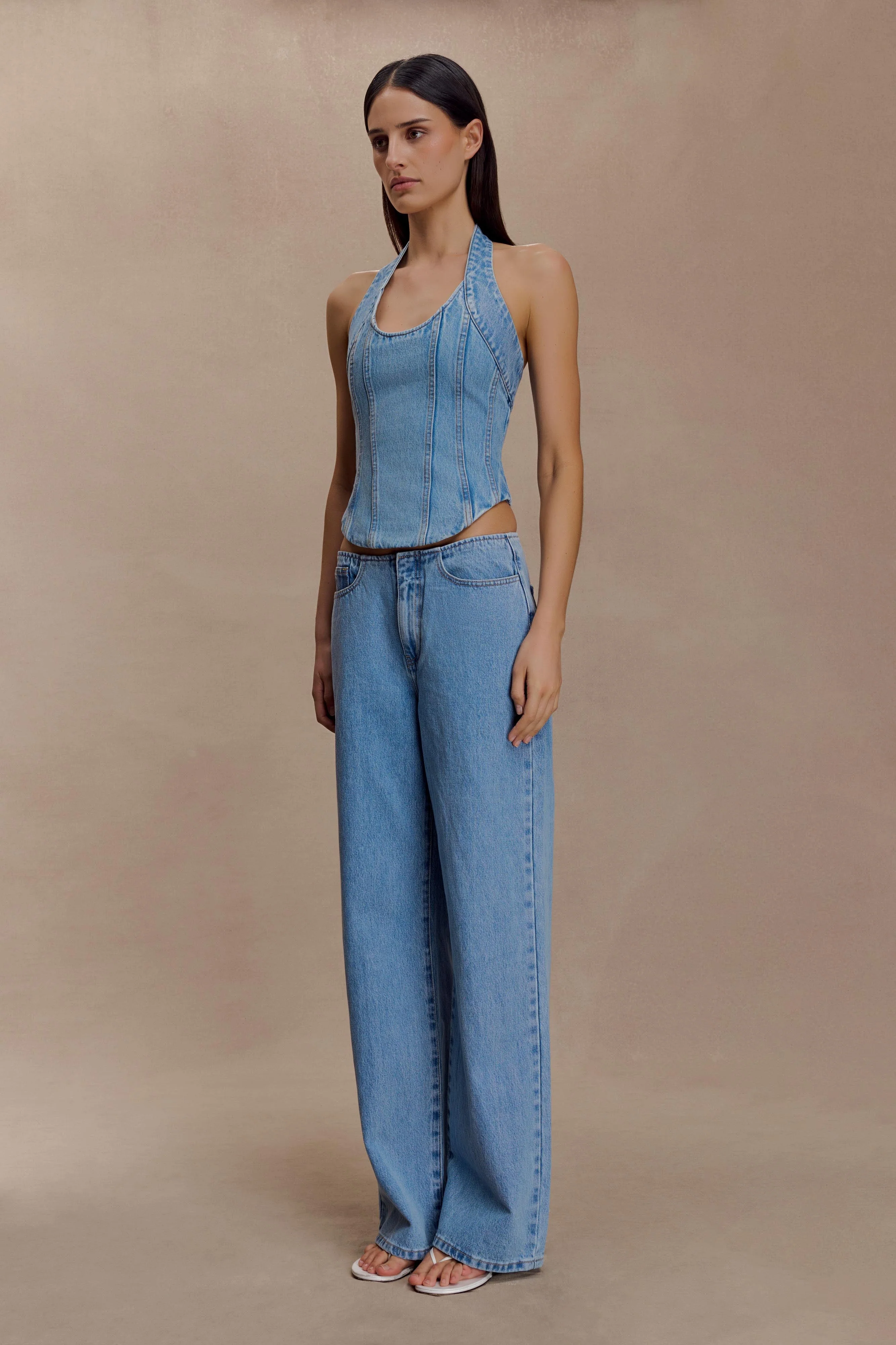 Meadow Denim Corset Halter Top - Classic Blue - Image 6