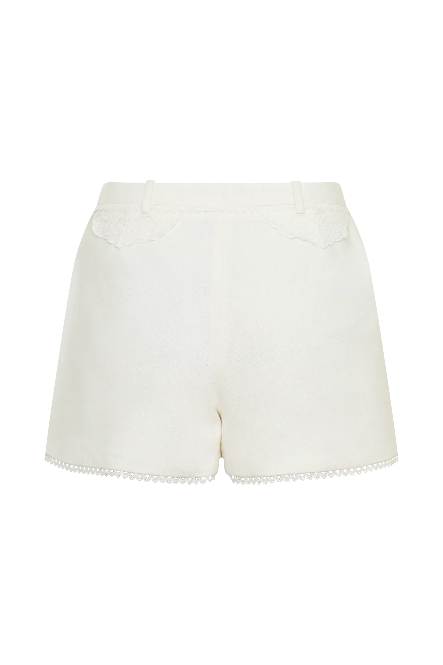Melody Linen Short With Lace - White - Image 8
