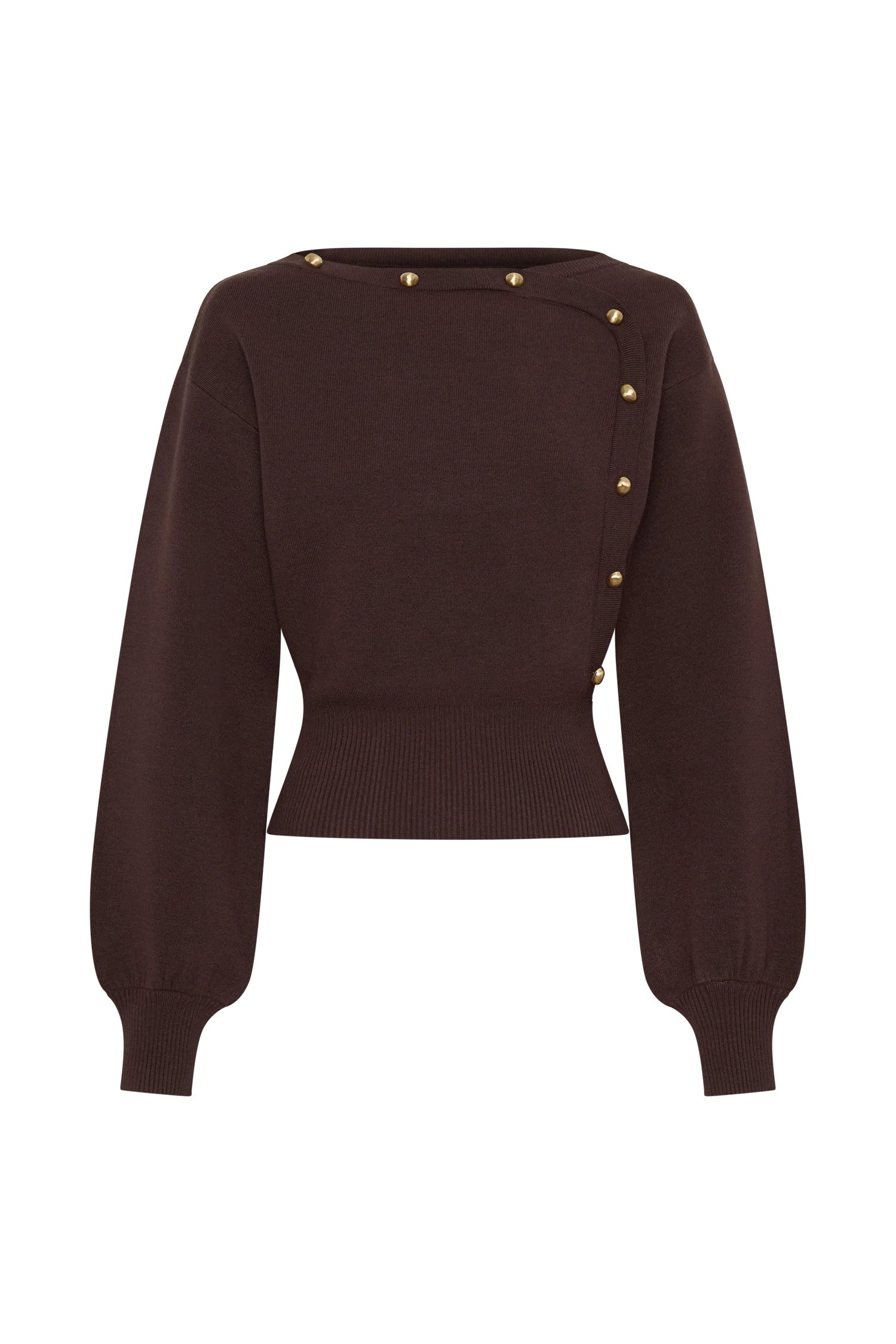 Mertyle Aysmetrical Knit Jumper - Deep Chocolate - Image 10