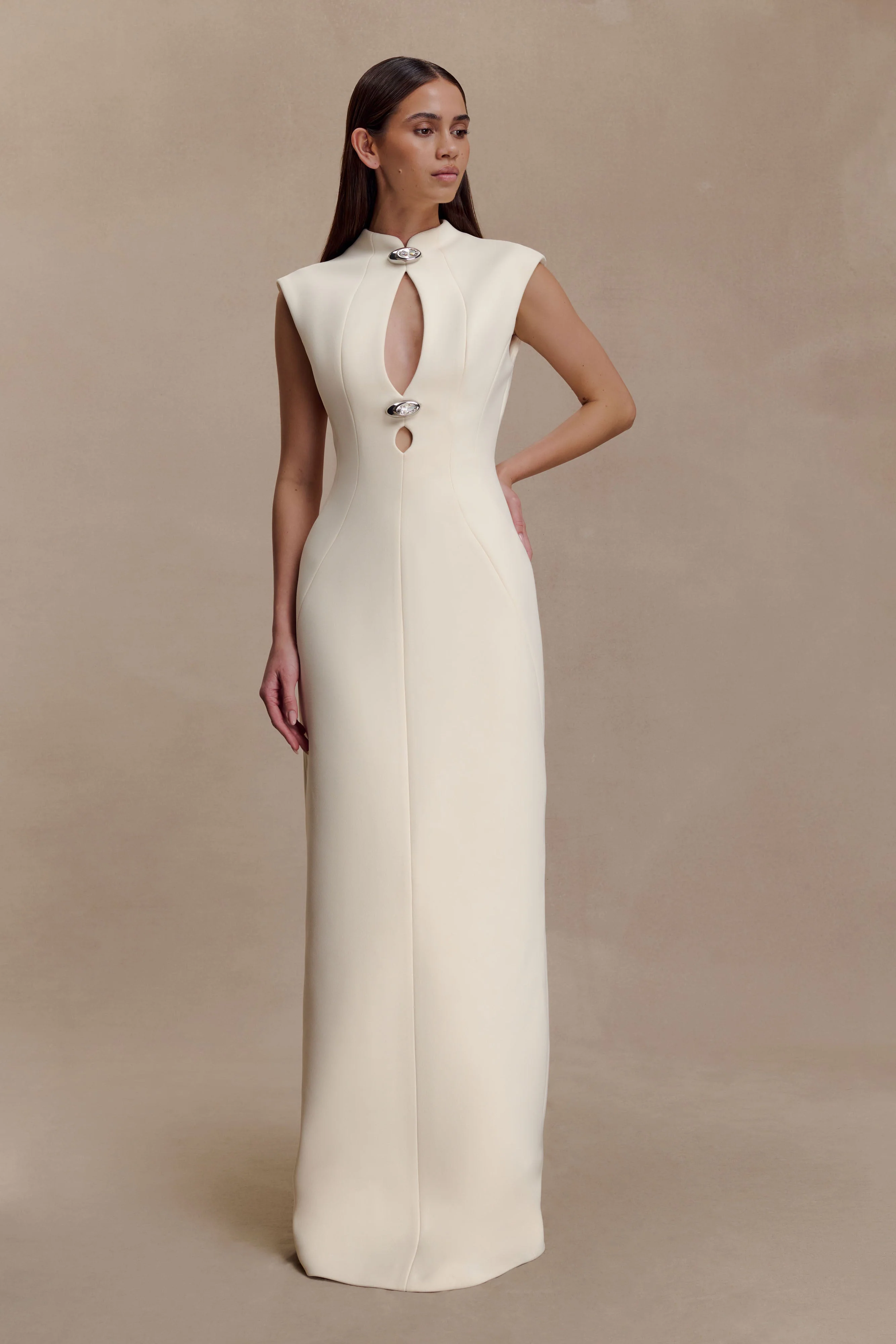 Michelle Cut Out Maxi Dress - Buttercream - Image 4