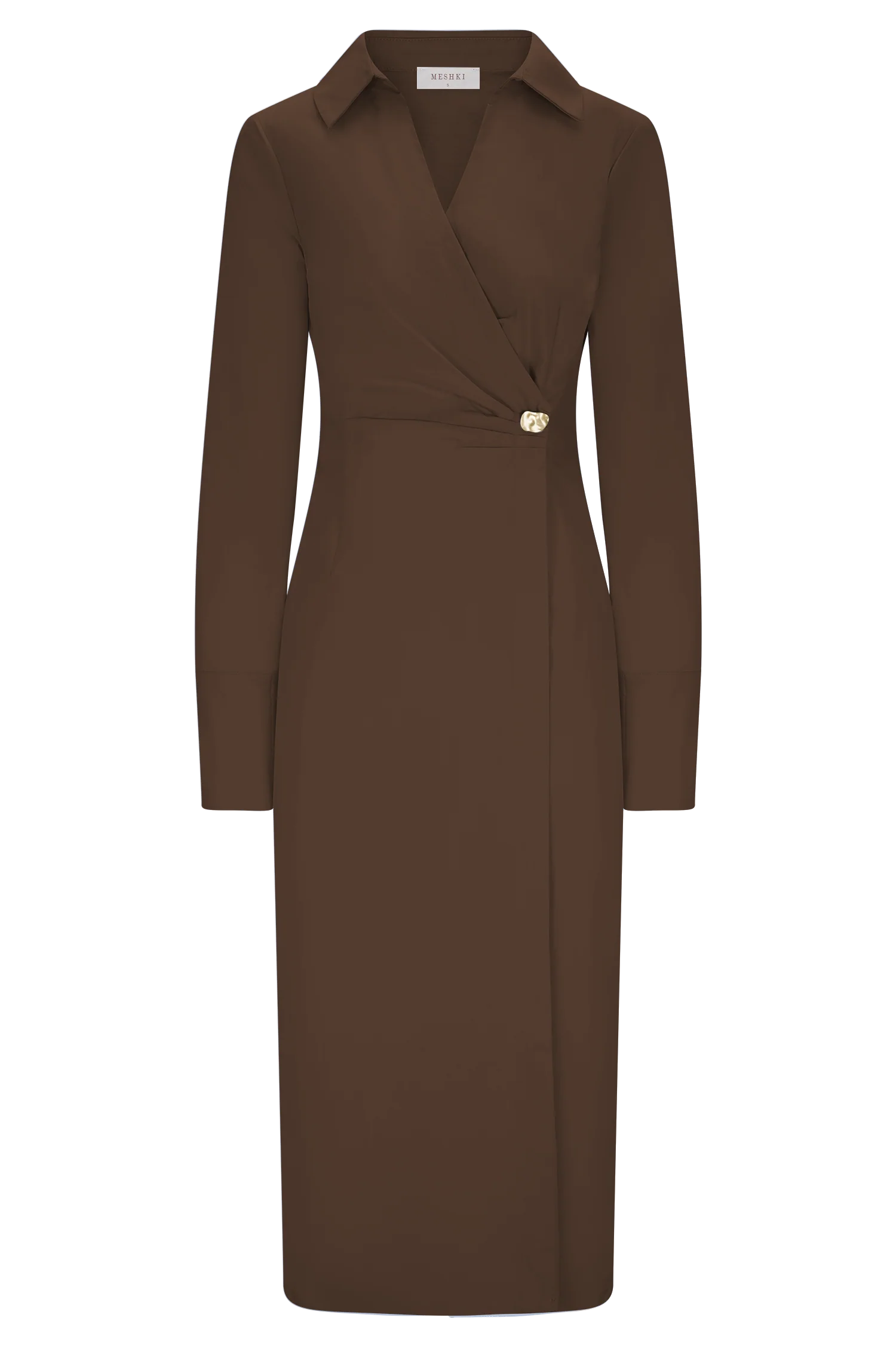 Mikaila Asymmetric Shirt Dress - Dark Chocolate - Image 9