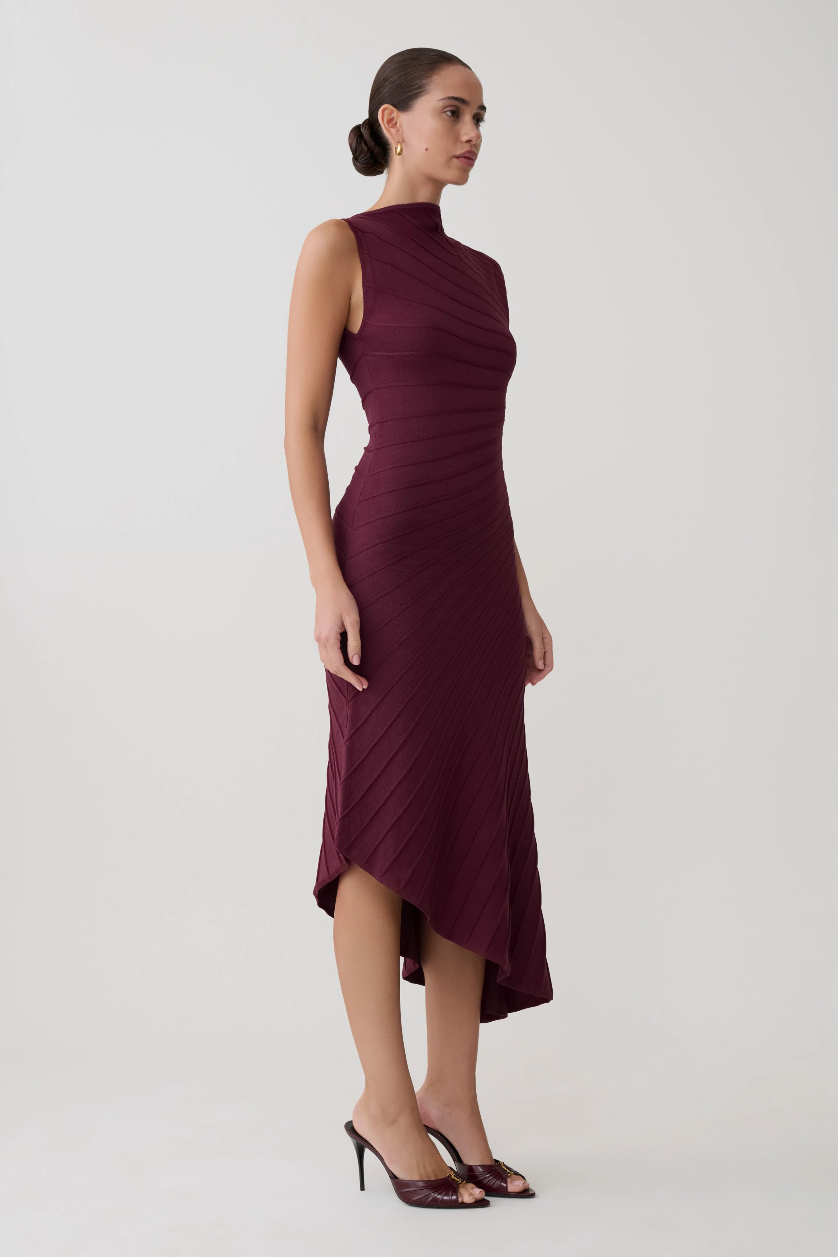 Milasandra Pleated Knit Dress - Plum - Image 8