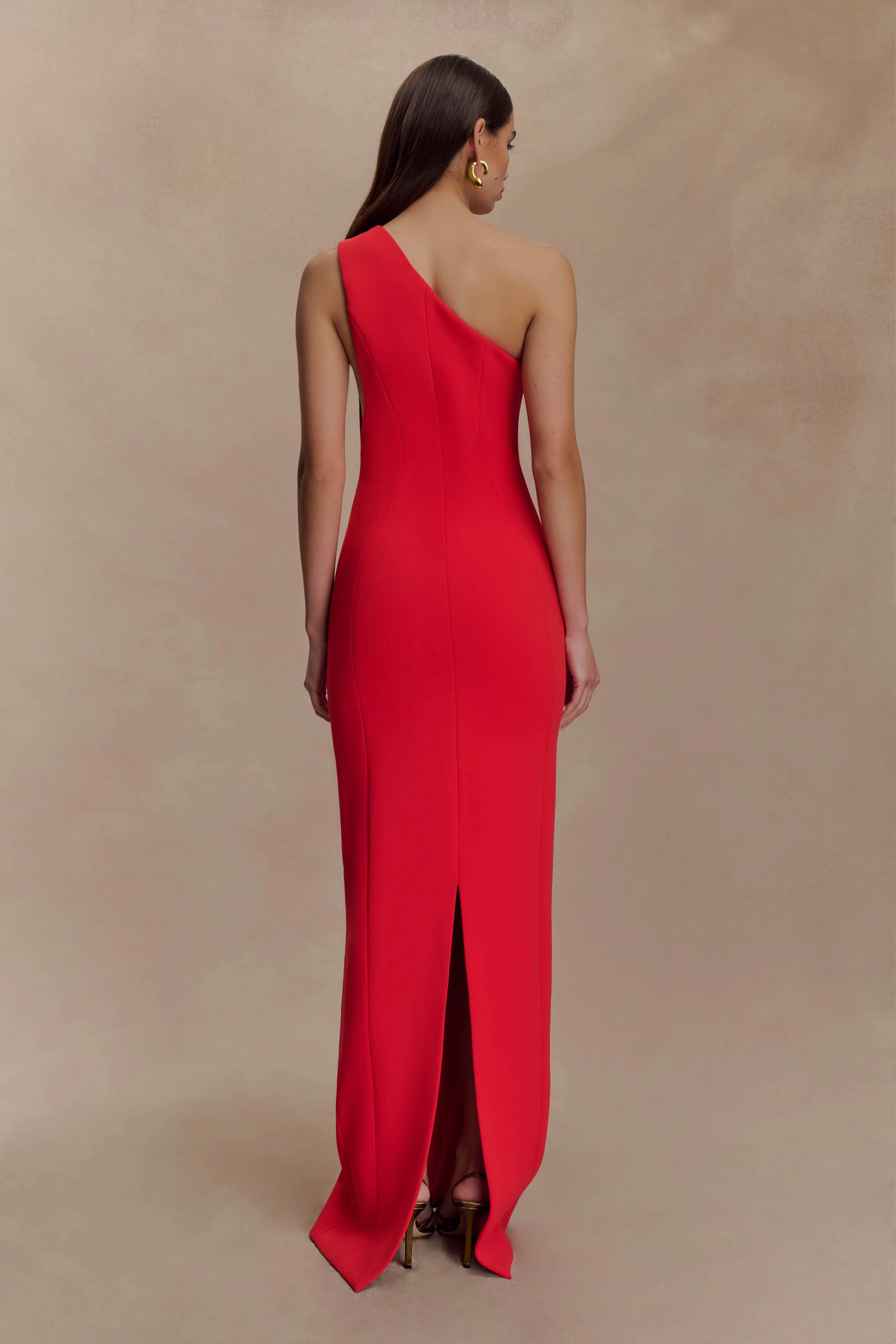 Milena One Shoulder Crepe Maxi Dress - Red - Image 6