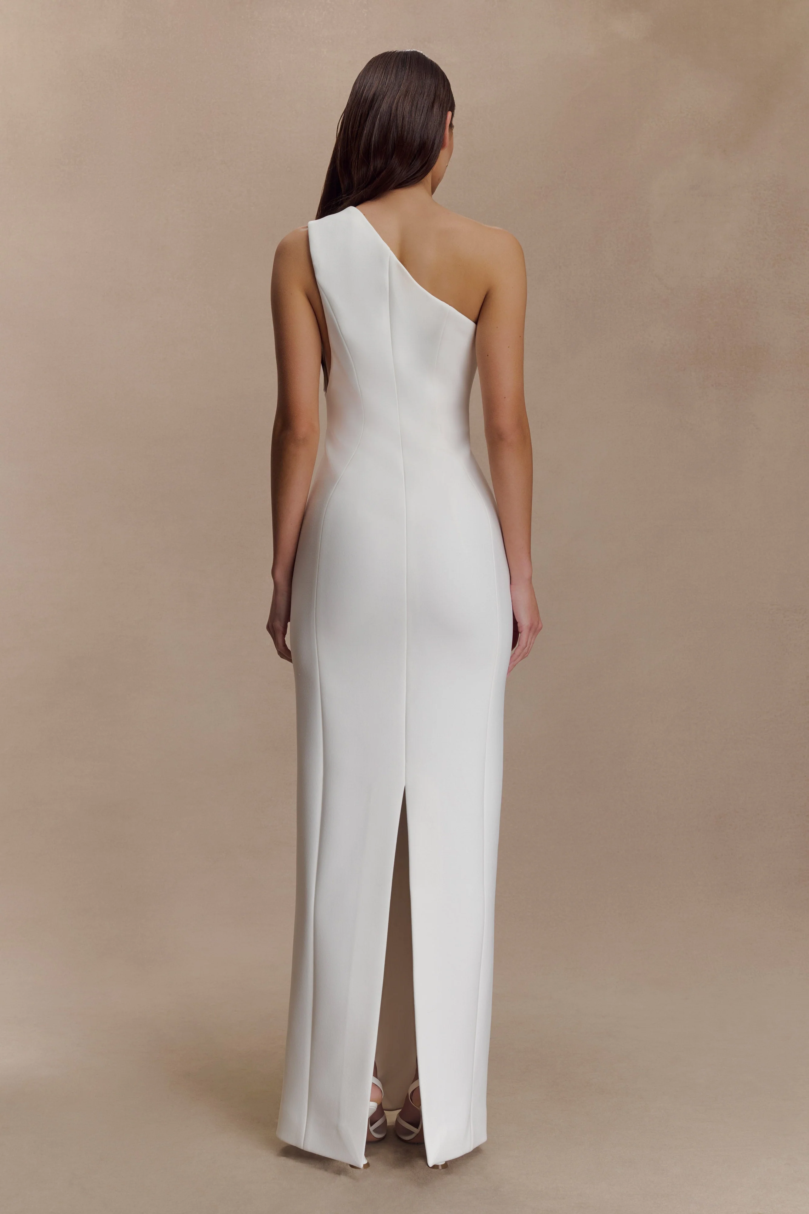 Milena One Shoulder Crepe Maxi Dress - White - Image 2