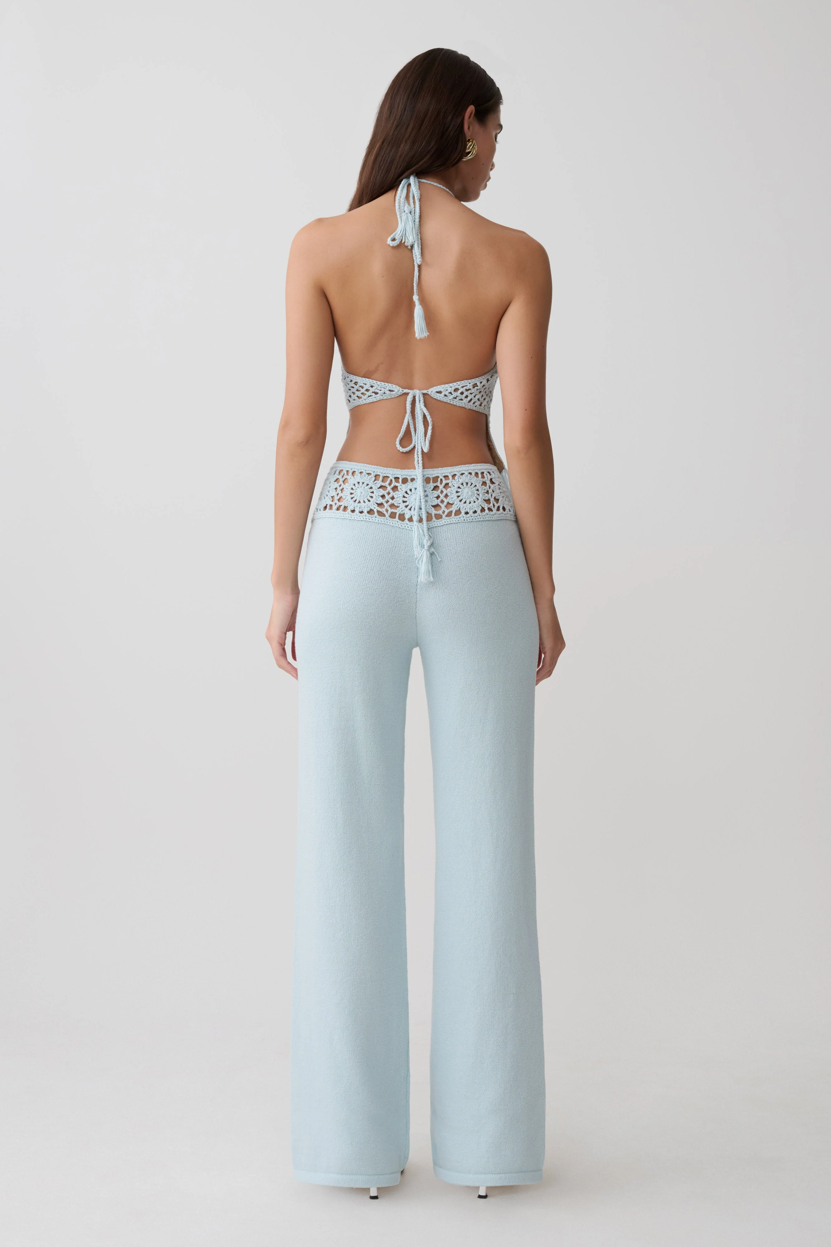 Miley Crochet Halter Top - Pale Aqua - Image 6