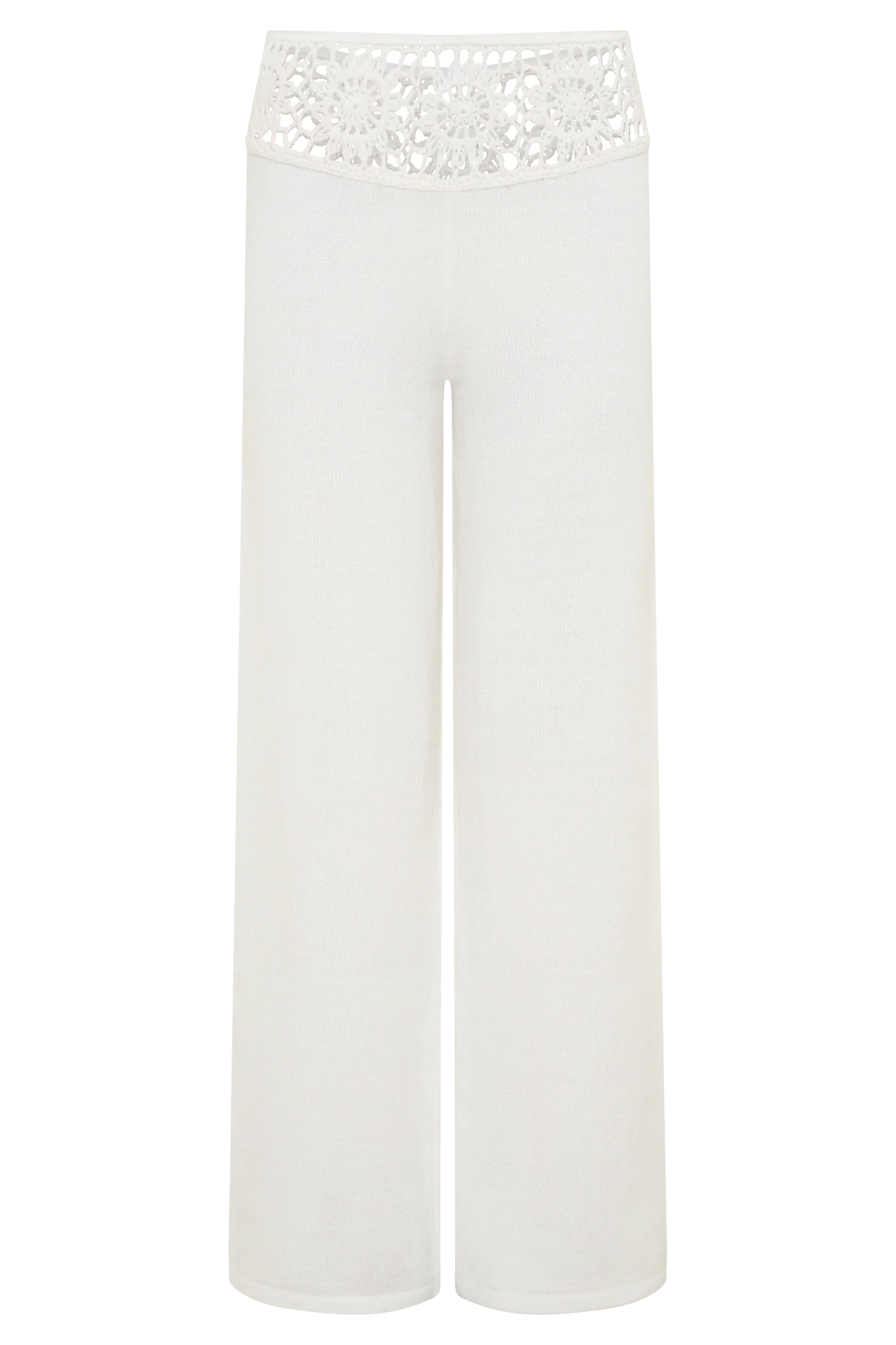 Miley Crochet Waistband Straight Leg Pant - Ivory - Image 8